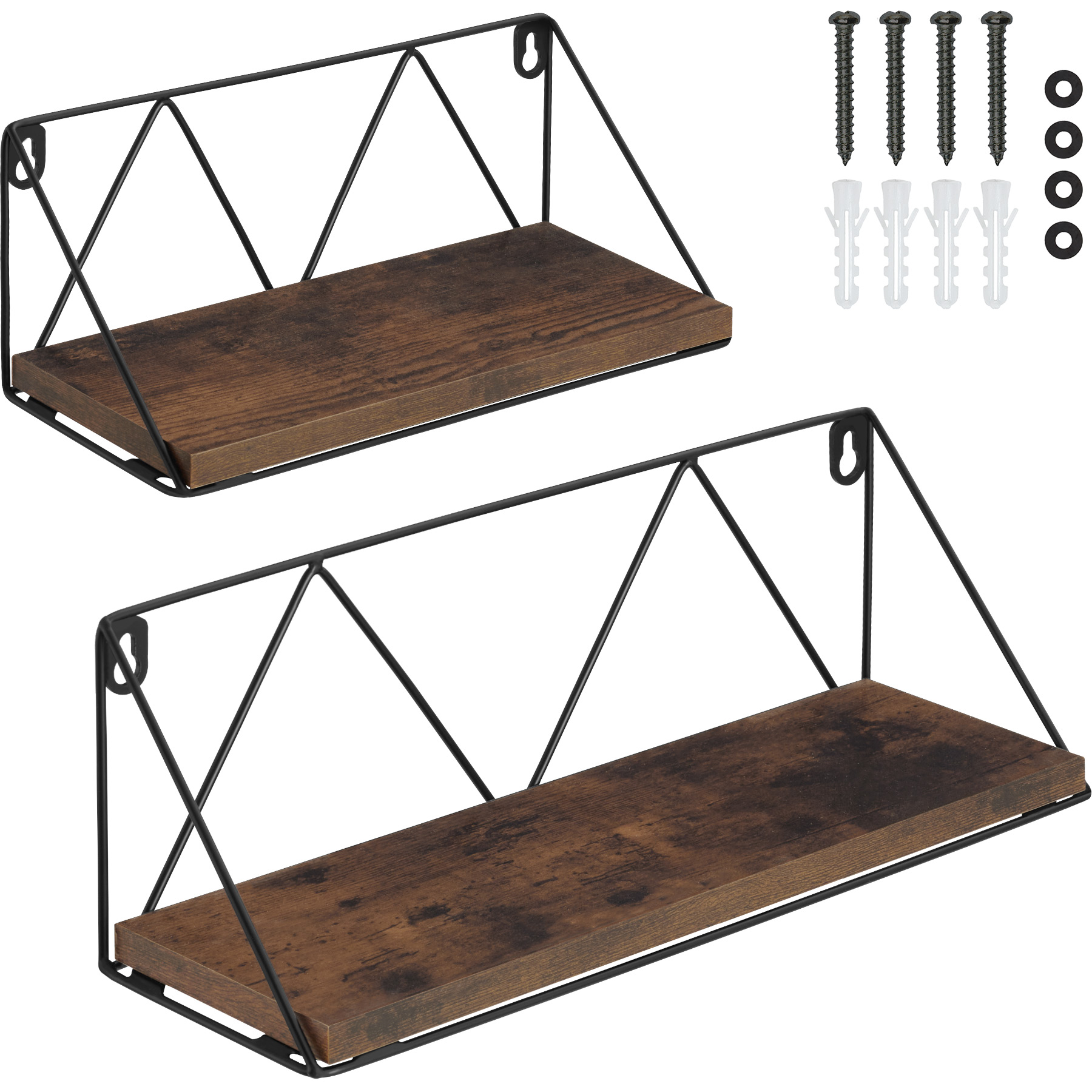2 Hängeregale Rockport - Industrial Holz dunkel, rustikal
