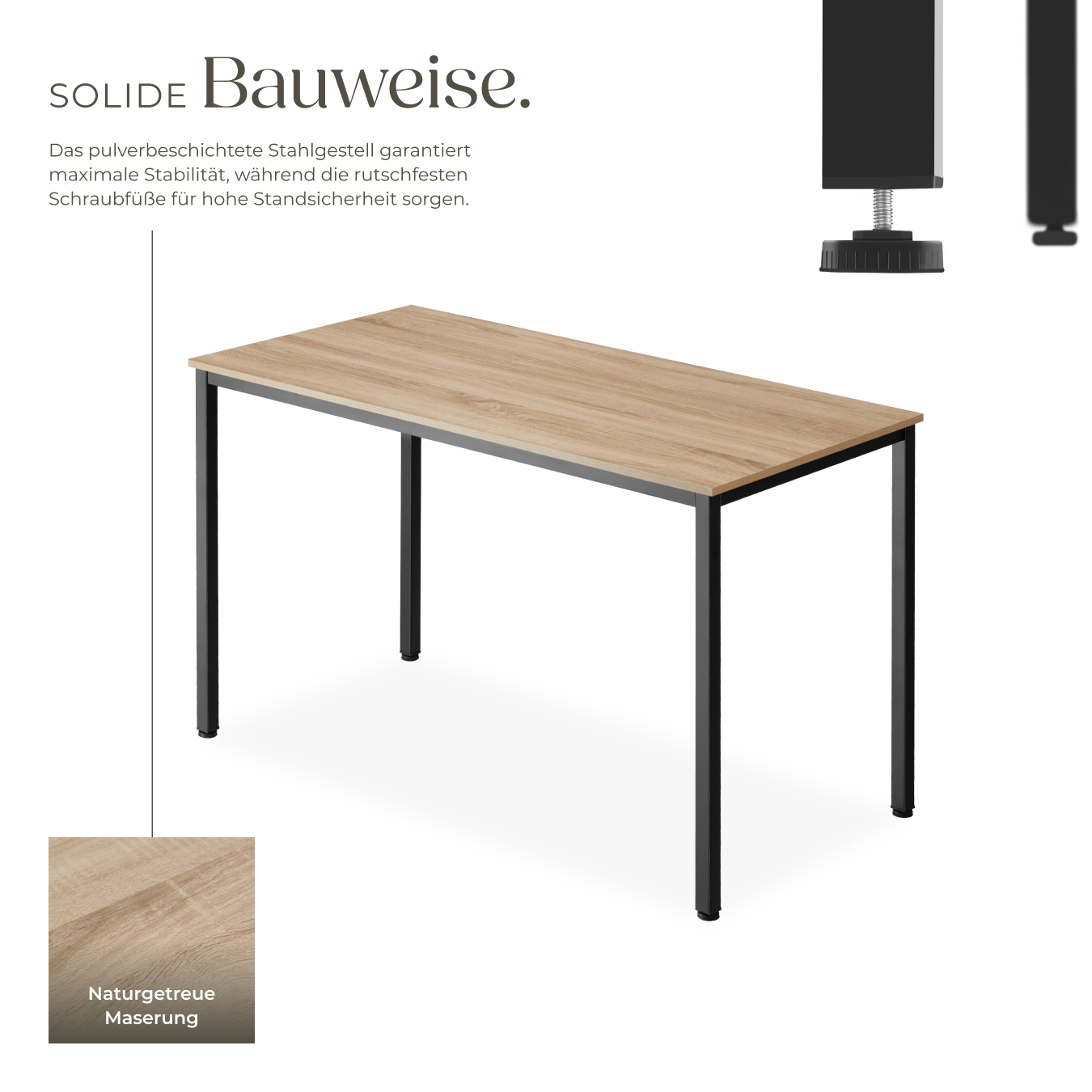 Schreibtisch Bürotisch Esstisch Tisch Industrial Design Holz Metall 120 x 60 cm