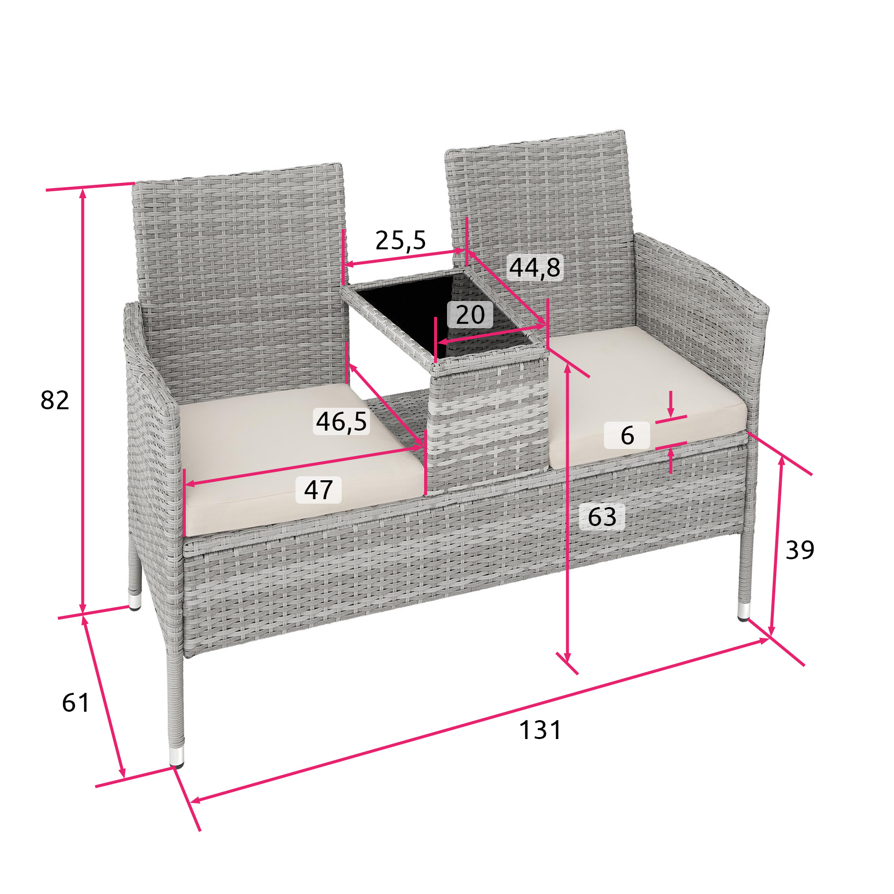 Poly Rattan Bench Glass Table Garden Furniture 2 Seats Wicker Patio Balcony New - Picture 79 of 81