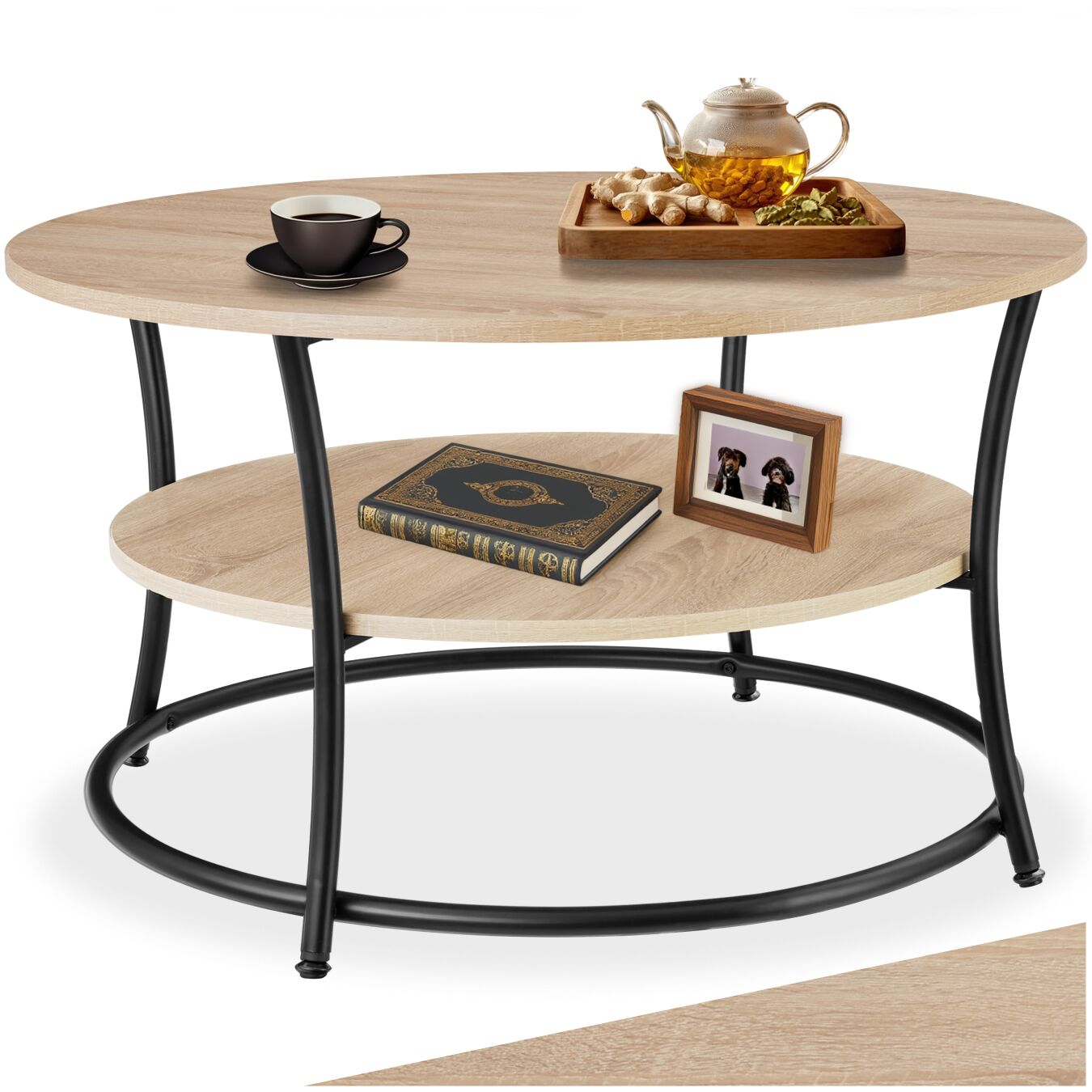 Bijzettafel Cromford - Industrieel licht hout, eiken Sonoma