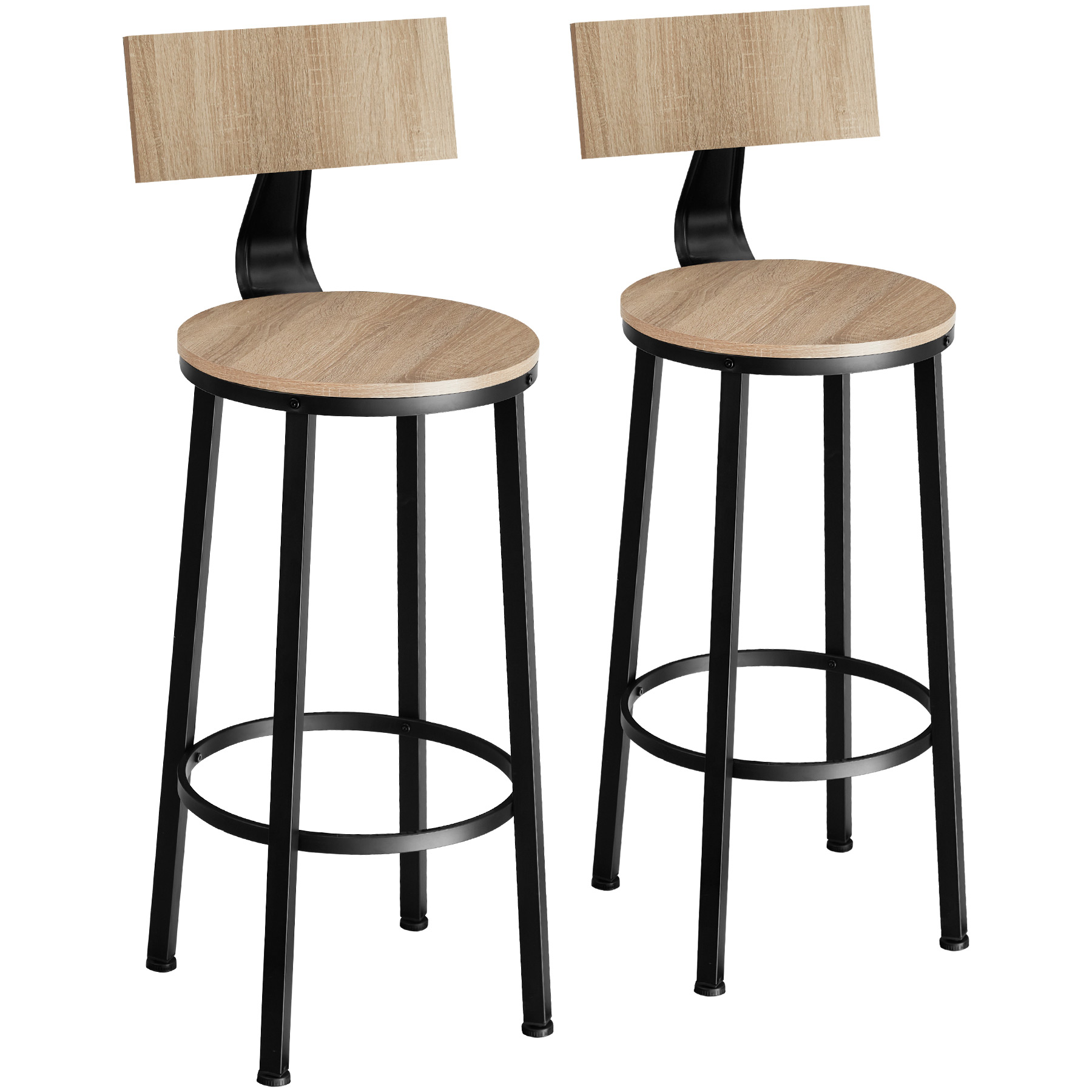 2 Barkrukken Poole - Industrieel licht hout, eiken Sonoma