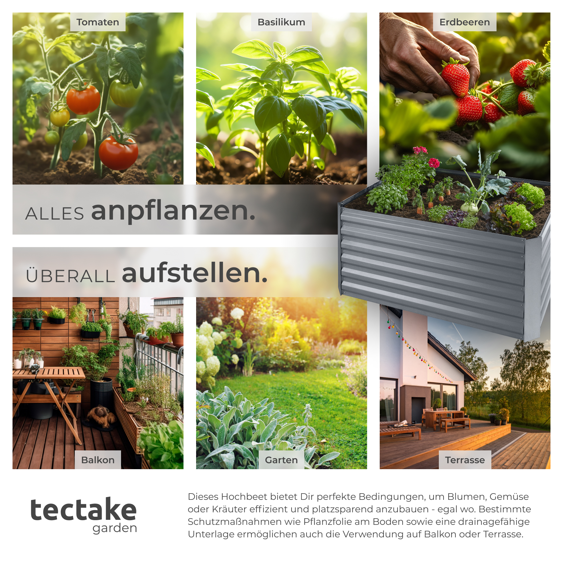 Verzinktes Hochbeet Aus Metall – 180x50x30 Cm, 2 Stück, Mit Offenem Boden Für Gemüse, Kräuter & Blumen