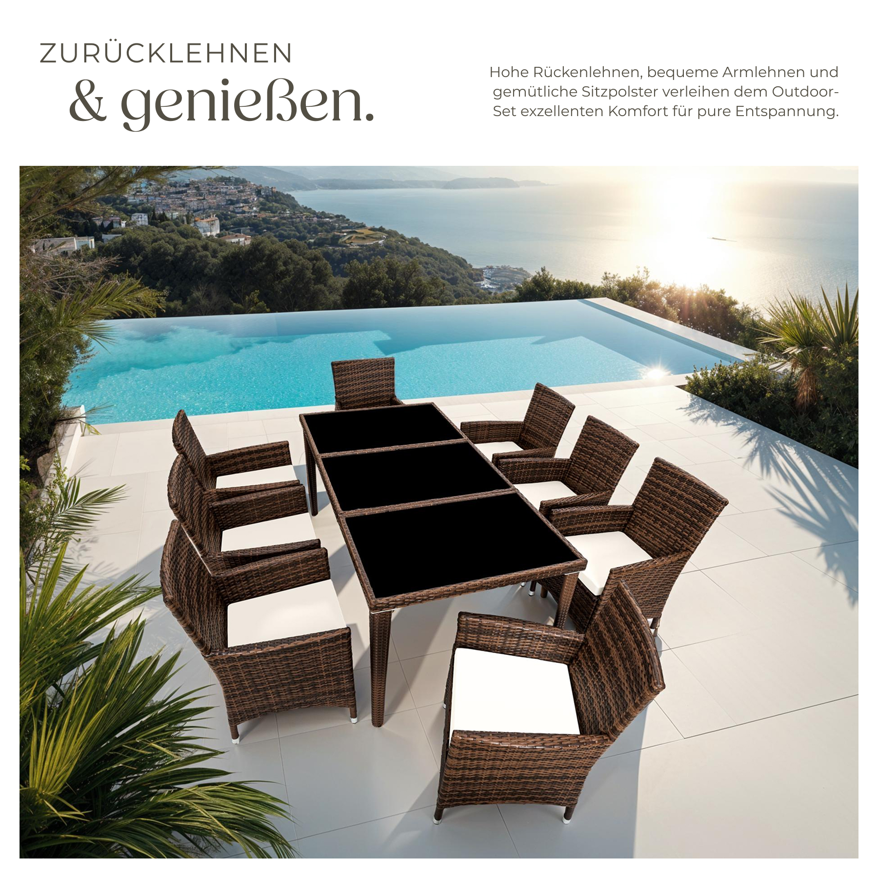 Polyrattan Sitzgruppe Gartenmöbel Gartenset Gartengarnitur Aluminium Essgruppe