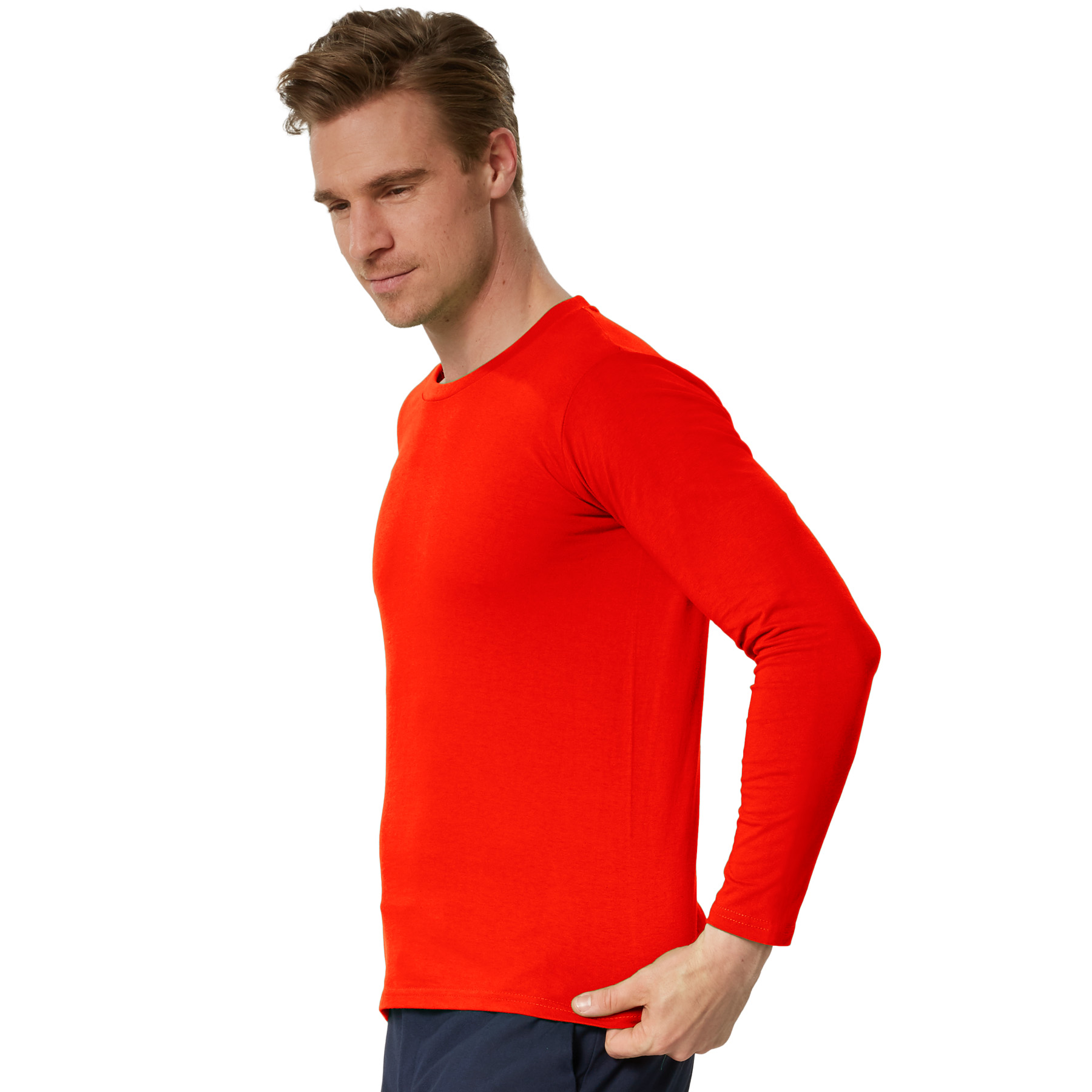 Longsleeve Herren Langarmshirt unifarben Sweatshirt Langarm T-Shirt Pullover neu