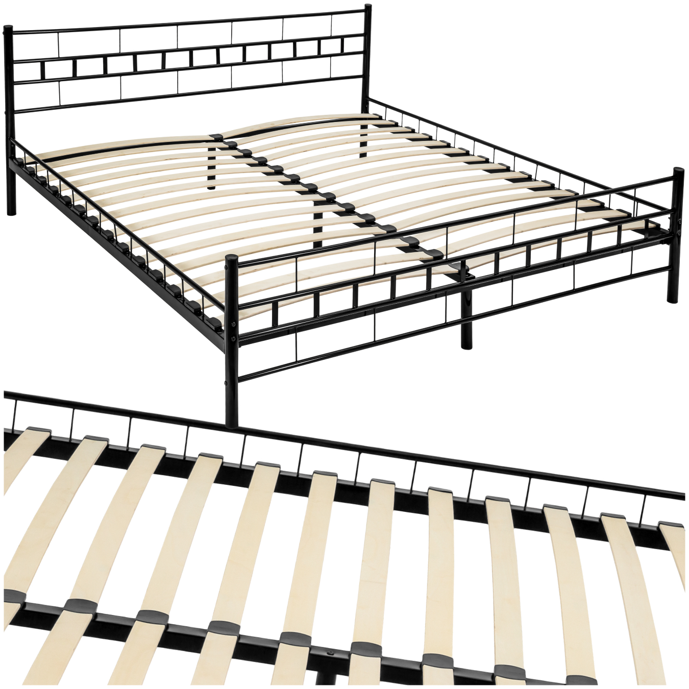 Lit design moderne avec sommier - 200 x 180 cm, noir de tectake