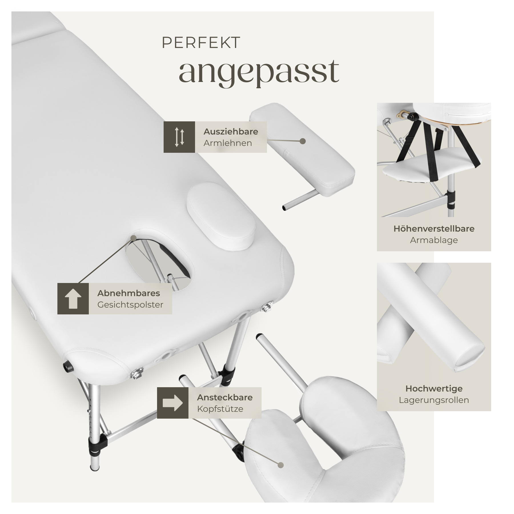Mobile Alu Massageliege klappbar Massagetisch Massagebank Liege 2 Zonen Tasche