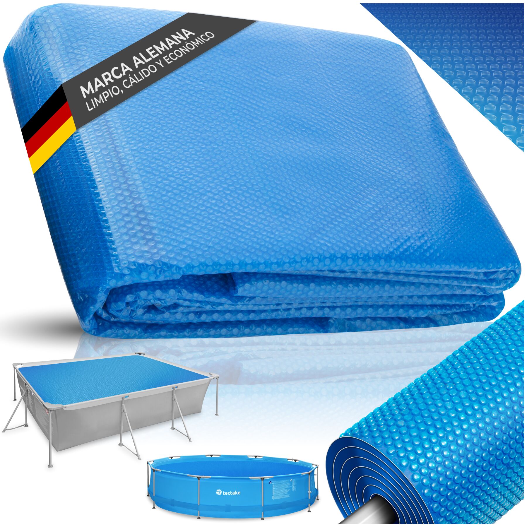 Cubierta solar para piscina rectangular - azul | tectake