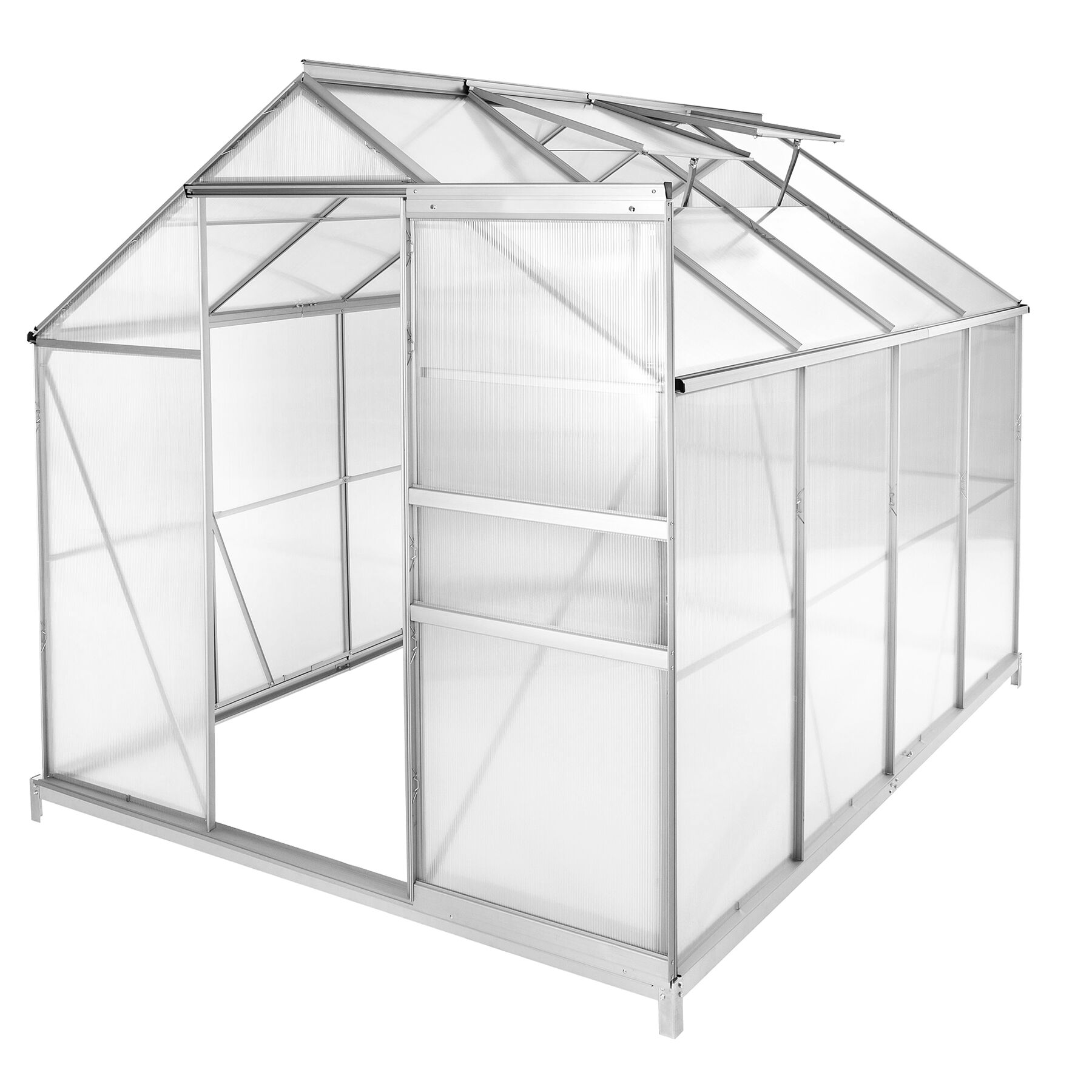 Tectake Gmbh Gewächshaus Aus Aluminium Mit Fundament, 185X250x195cm - Transparent