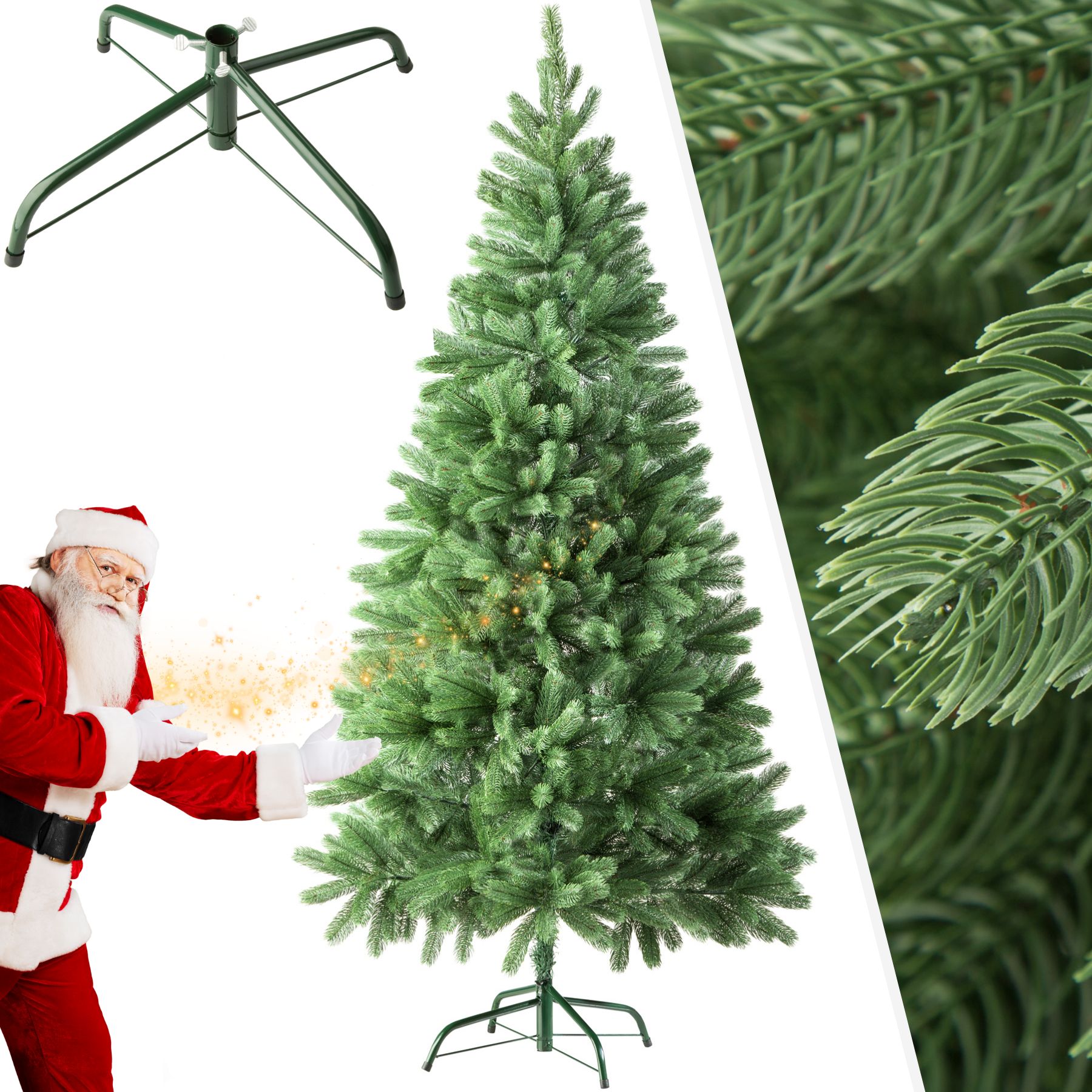 Sapin de Noël artificiel moulé par injection avec support métallique - 180 cm