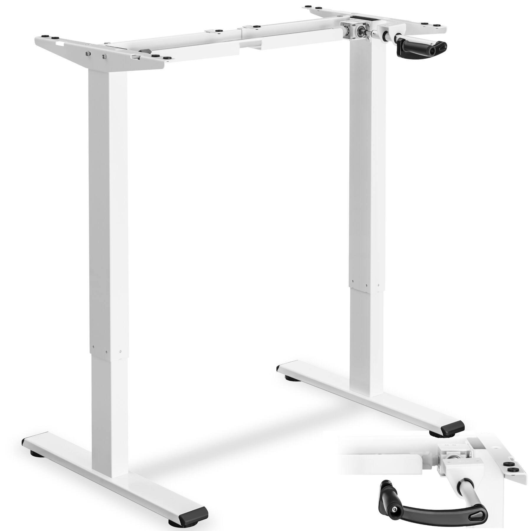 Sit and Stand Desk Idun - stepless height-adjustment with hand crank, width-adjustable - white | tectake