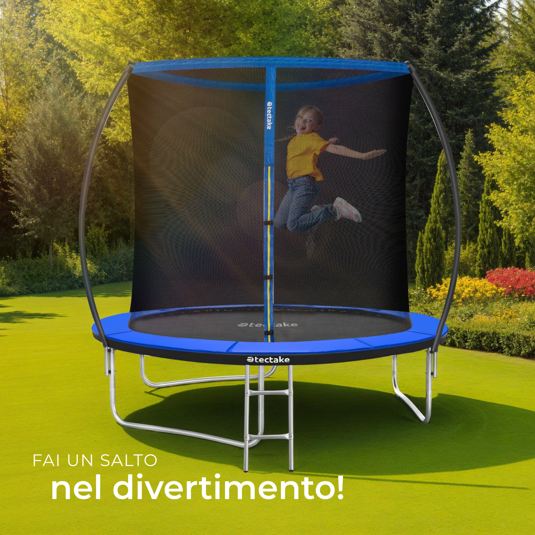 Trampolino elastico con rete di sicurezza per bambini da esterno giardino - Foto 10 di 37