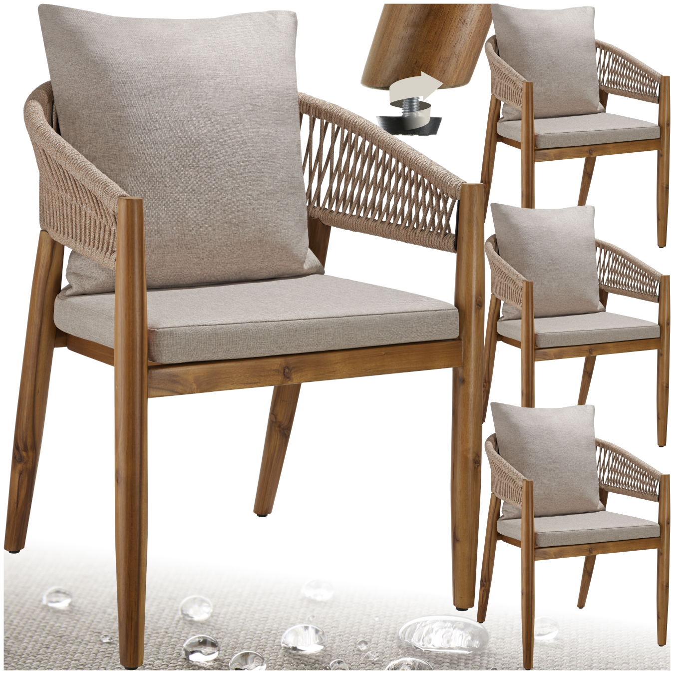 Gartenstuhl Manacor, Ropedesign - Sand, 4er Set