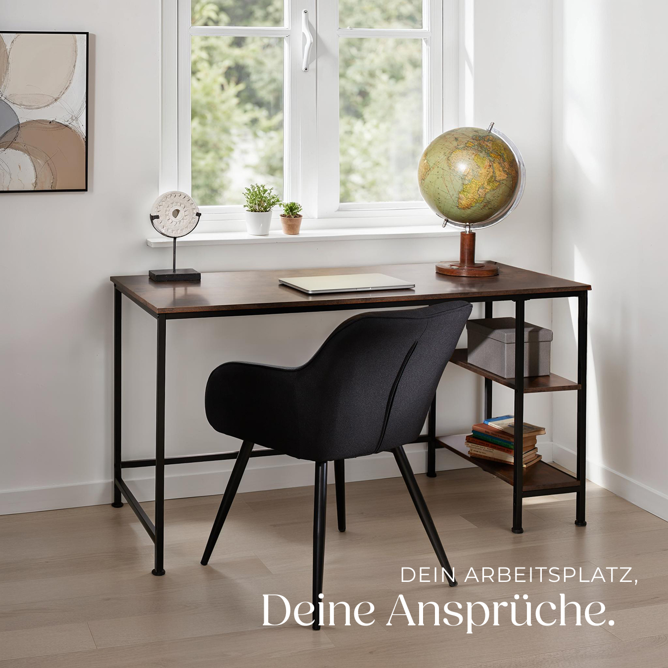 Schreibtisch mit 2 Regalebenen Büro Arbeitstisch Industrial Design 140 x 60 cm