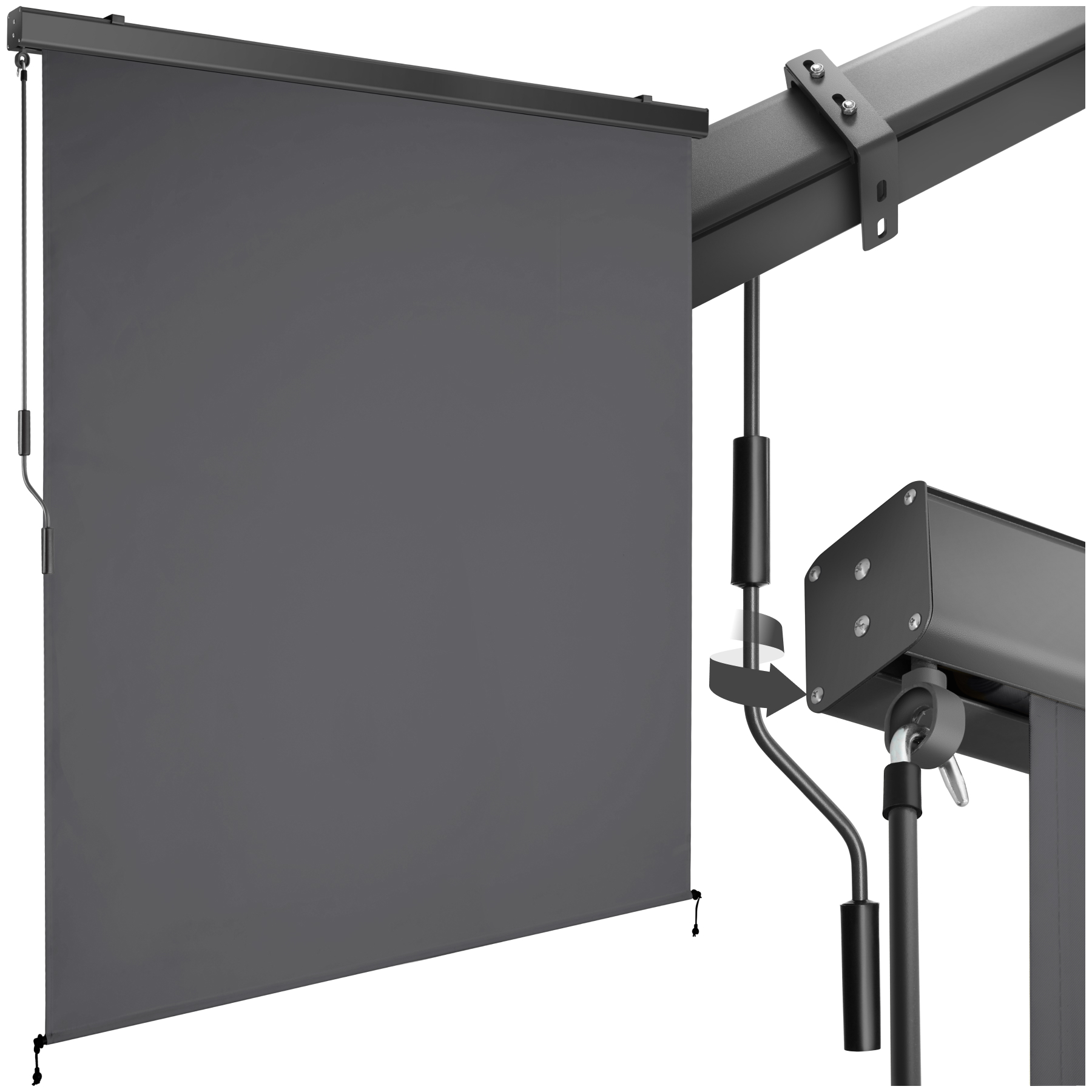 Senkrechtmarkise Eloise mit 2 Wandhaltern - 160 x 250 cm, dunkelgrau von tectake