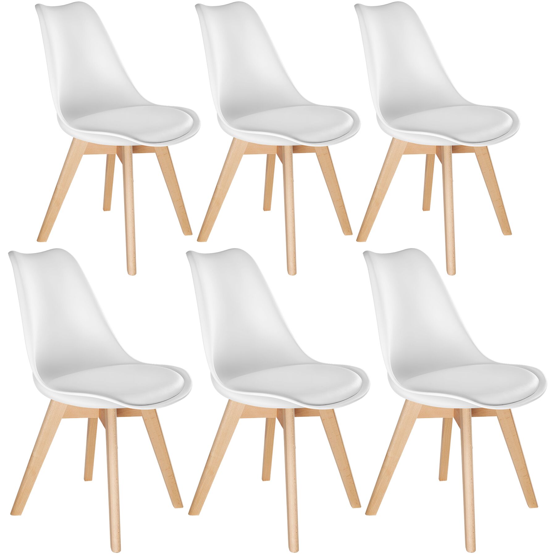 Cadeiras de jantar FREDERIKKE - branco, Conjunto de 6 | tectake