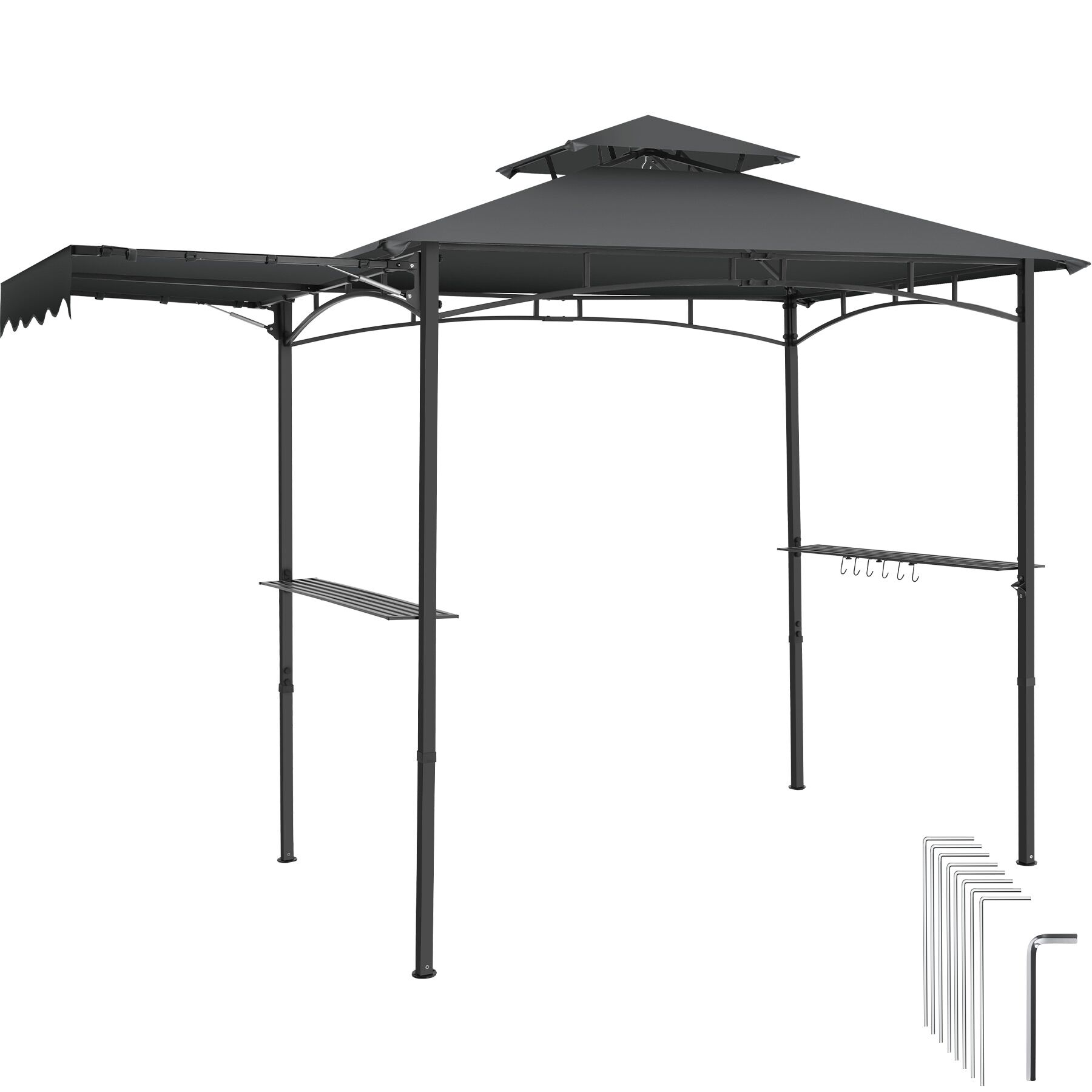 Maracaibo BBQ Pavilion with awning, weatherproof, windbreak - anthracite | tectake