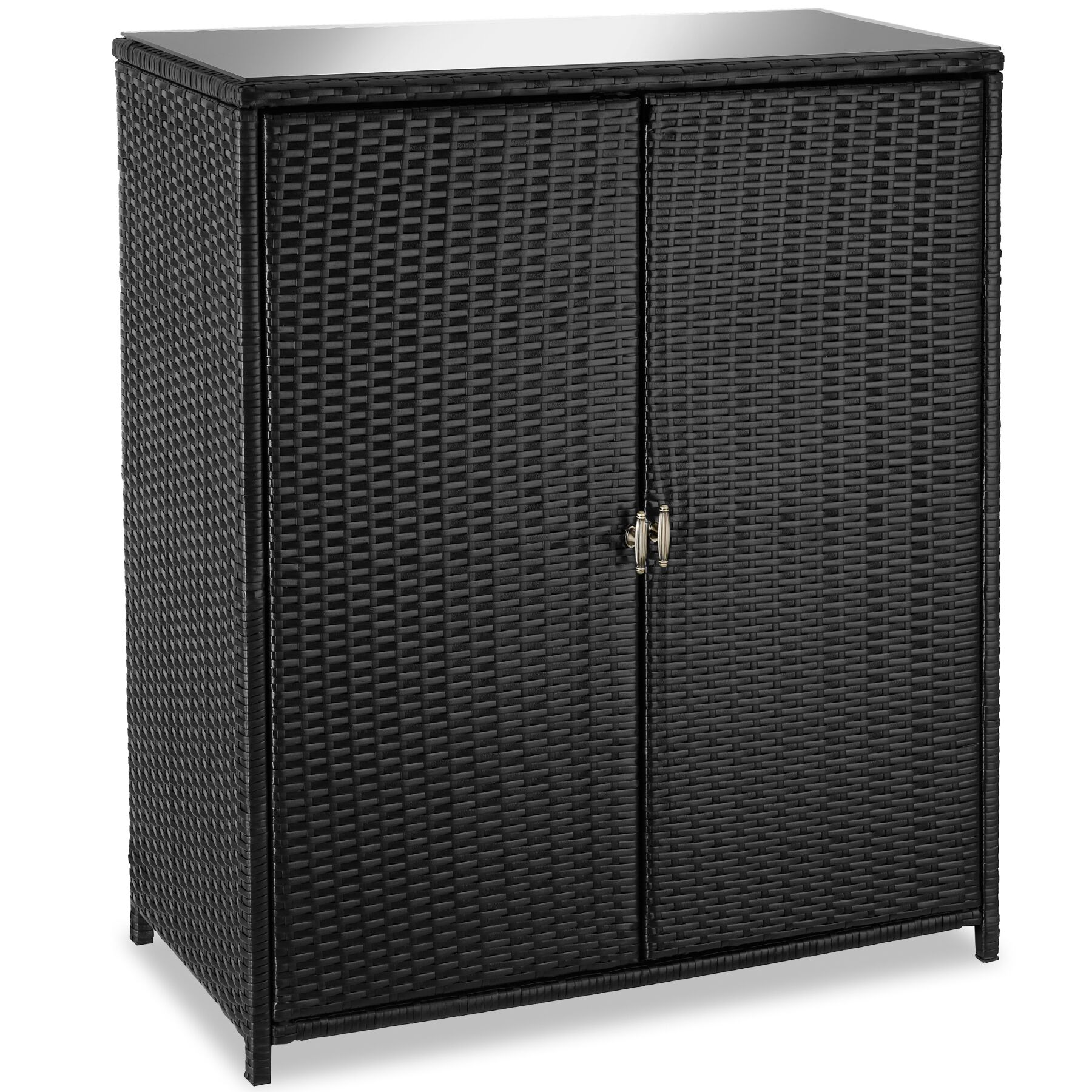 Rotan tuinkast Monza, aluminium frame, 4 vakken - zwart | tectake