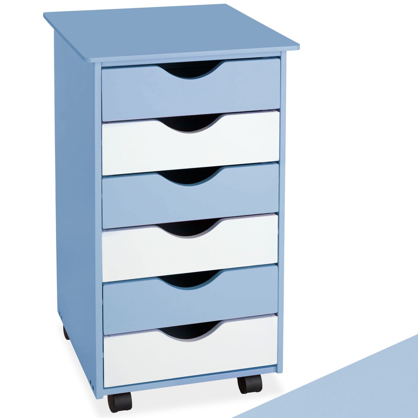 Rollcontainer aus Holz 65x36x40cm - blau