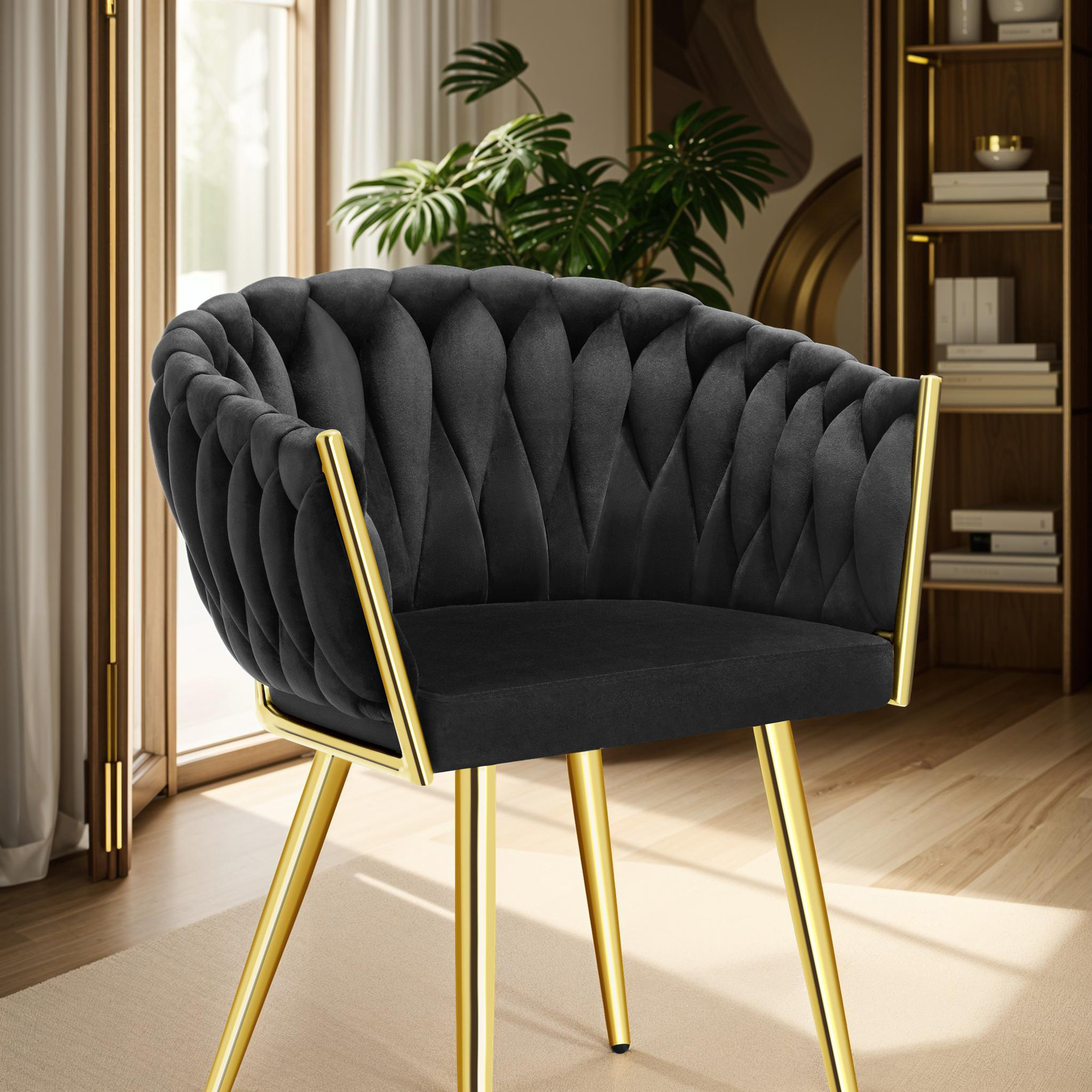 Dining Chairs Set Breakfast Room Chair Kitchen Padded Reading Seats Velvet - Picture 36 of 49