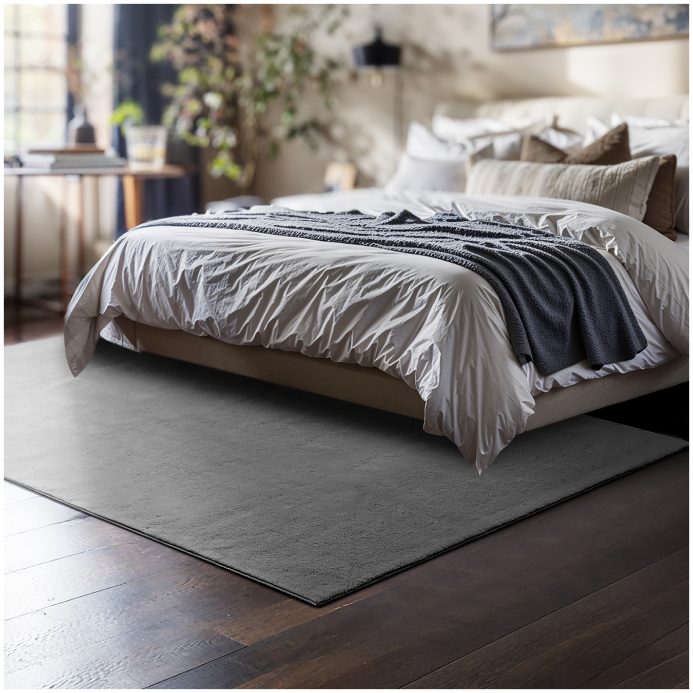 Rug Zonelle - short pile and ultra-soft, rectangular or round - grey, 120 x 170 cm