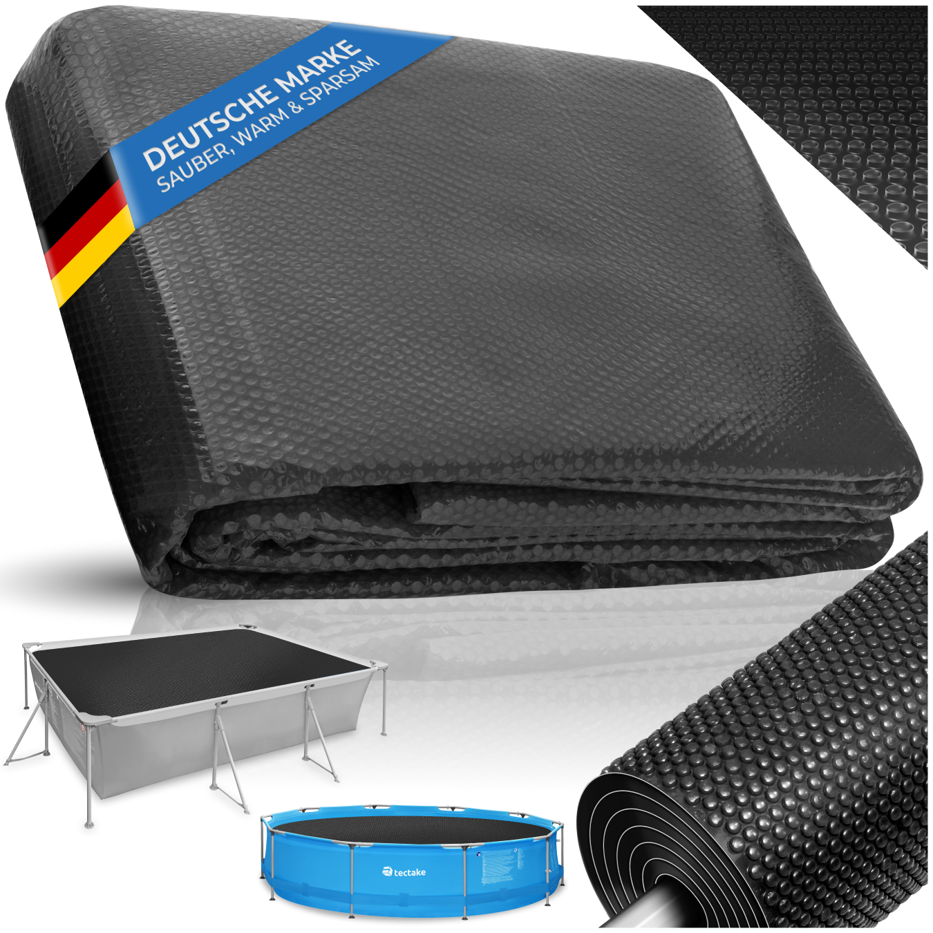 Poolabdeckung Solarfolie rechteckig - 500 x 1000 cm | tectake