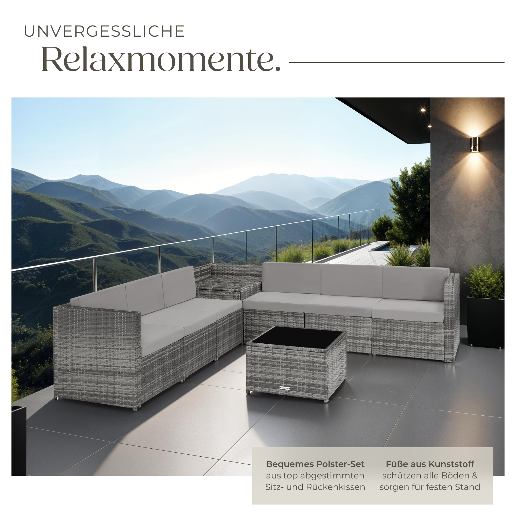 Poly Rattan Sitzgruppe Lounge Gartenmöbel Garnitur Garten Möbel Tisch Sofa Set
