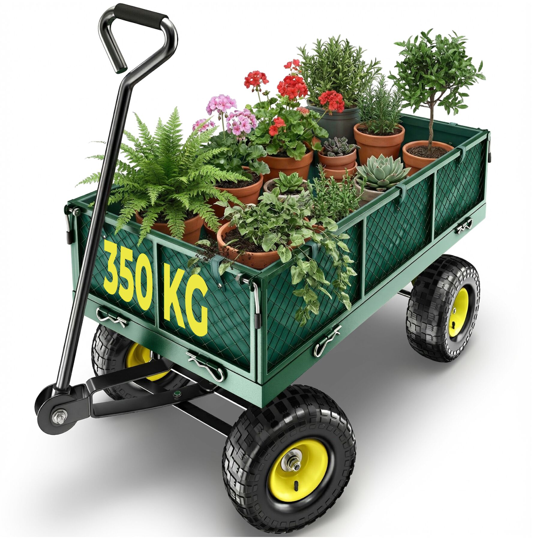 Bolderwagen transportkar max. 350kg - groen | tectake