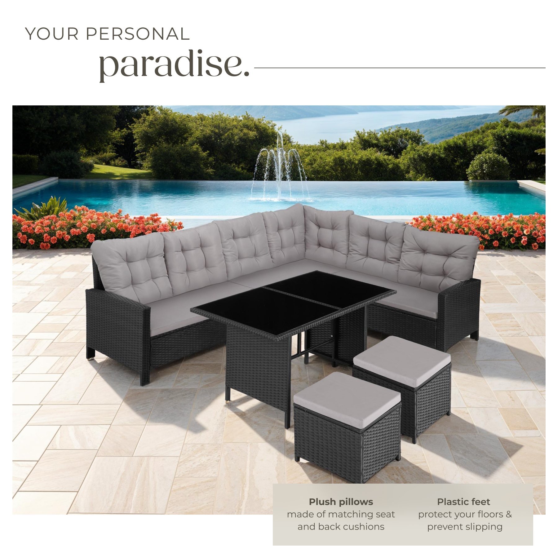Corner Sofa Garden Furniture Table and Chairs Rattan Set Outdoor Metal Bistro - Picture 5 of 61