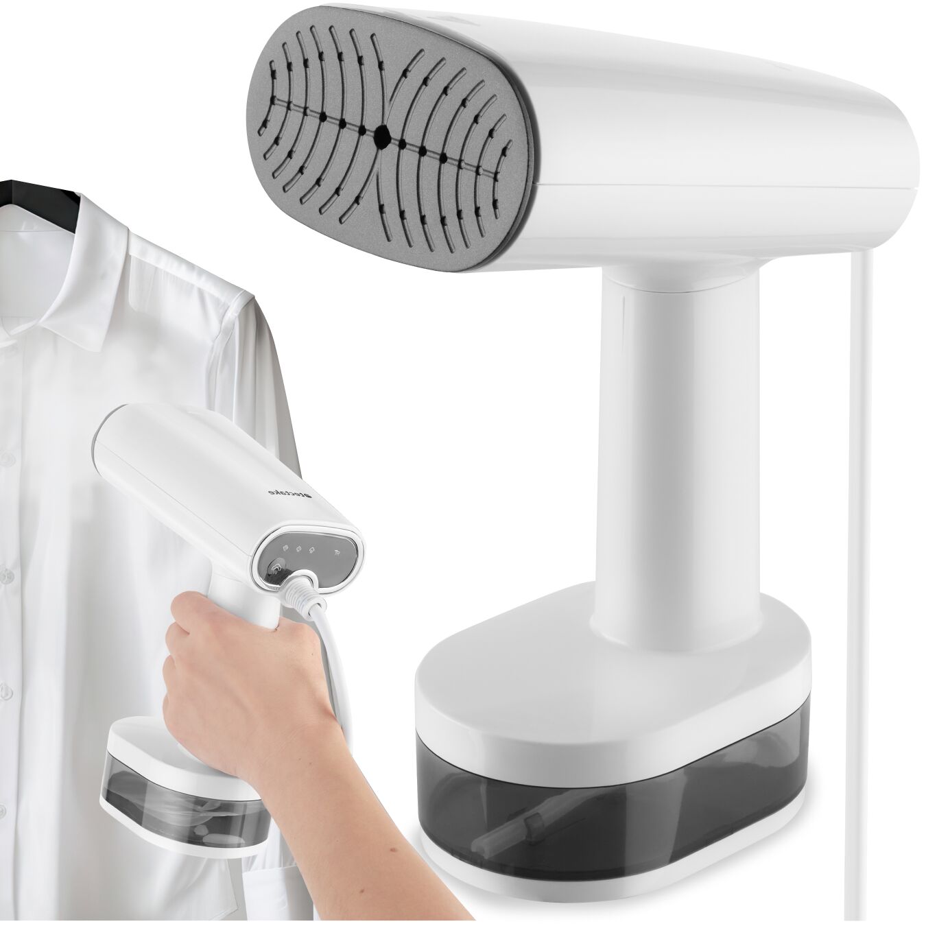 Stiratore a vapore con 4 modalità e adattatore per bottiglie, 370 ml, 1640 W - bianco | tectake