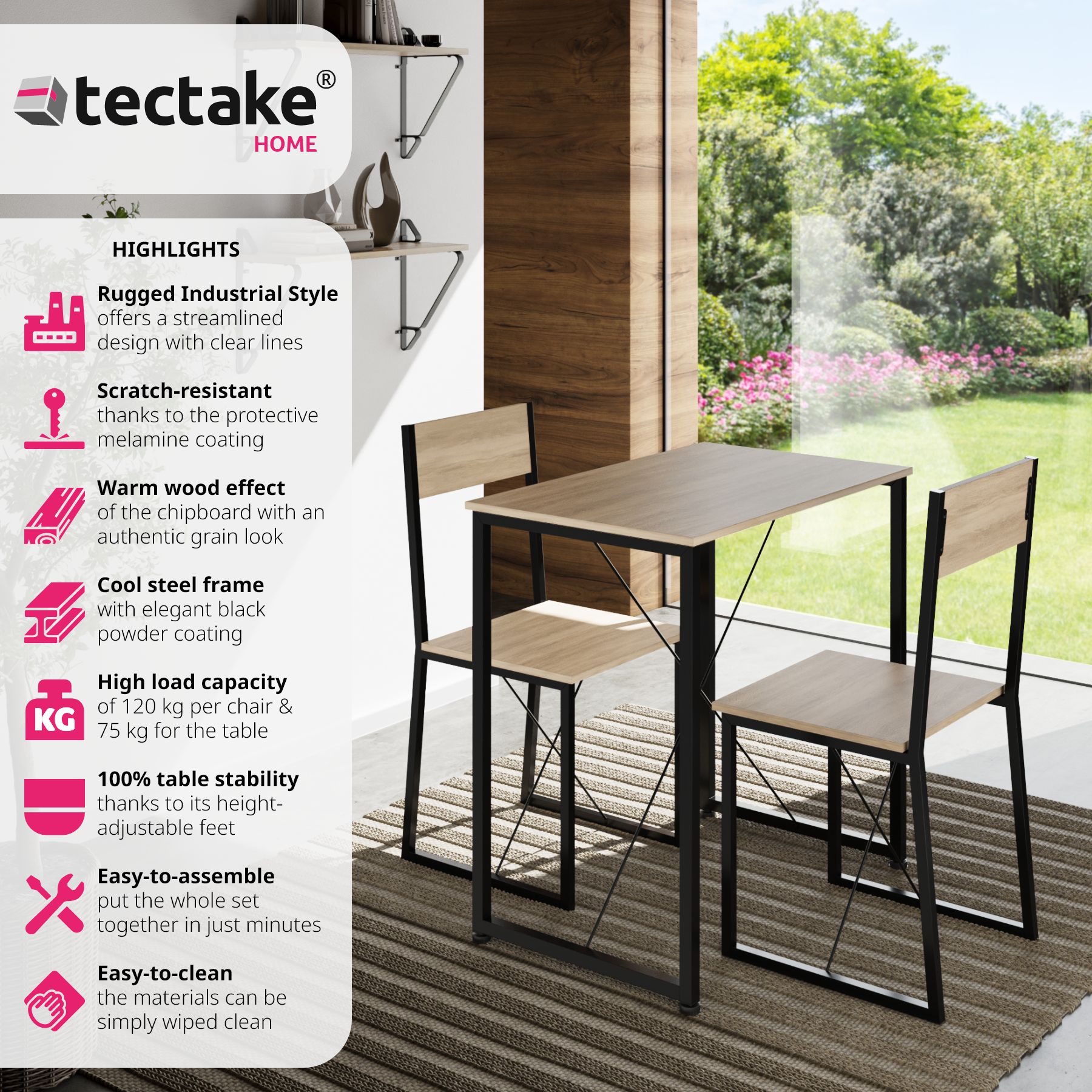 Dining table and chairs kitchen breakfast set bench seat - Picture 15 of 25
