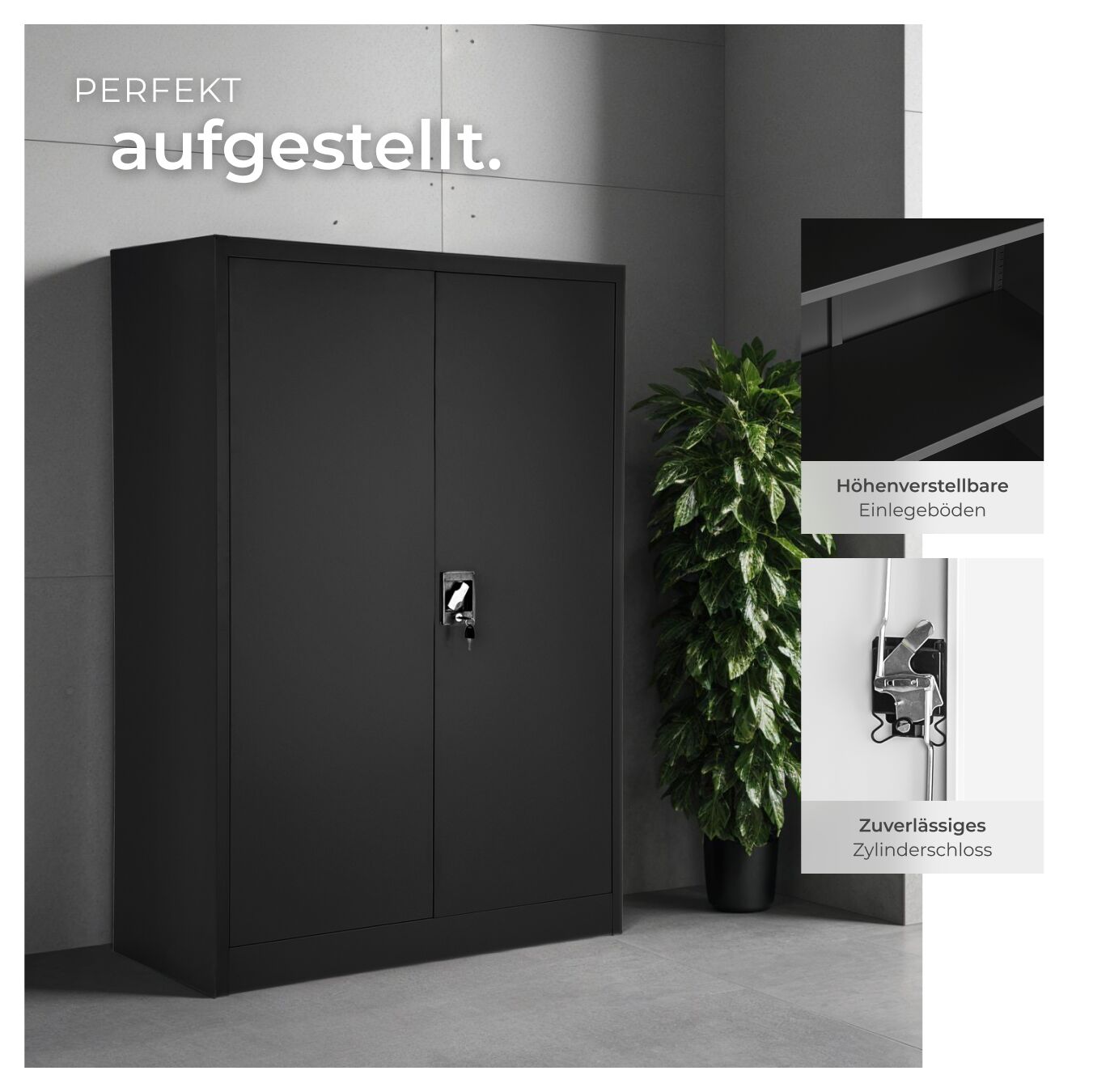 Aktenschrank mit Böden Büroschrank Metallschrank Stahlschrank Materialschrank - Produktbild 3