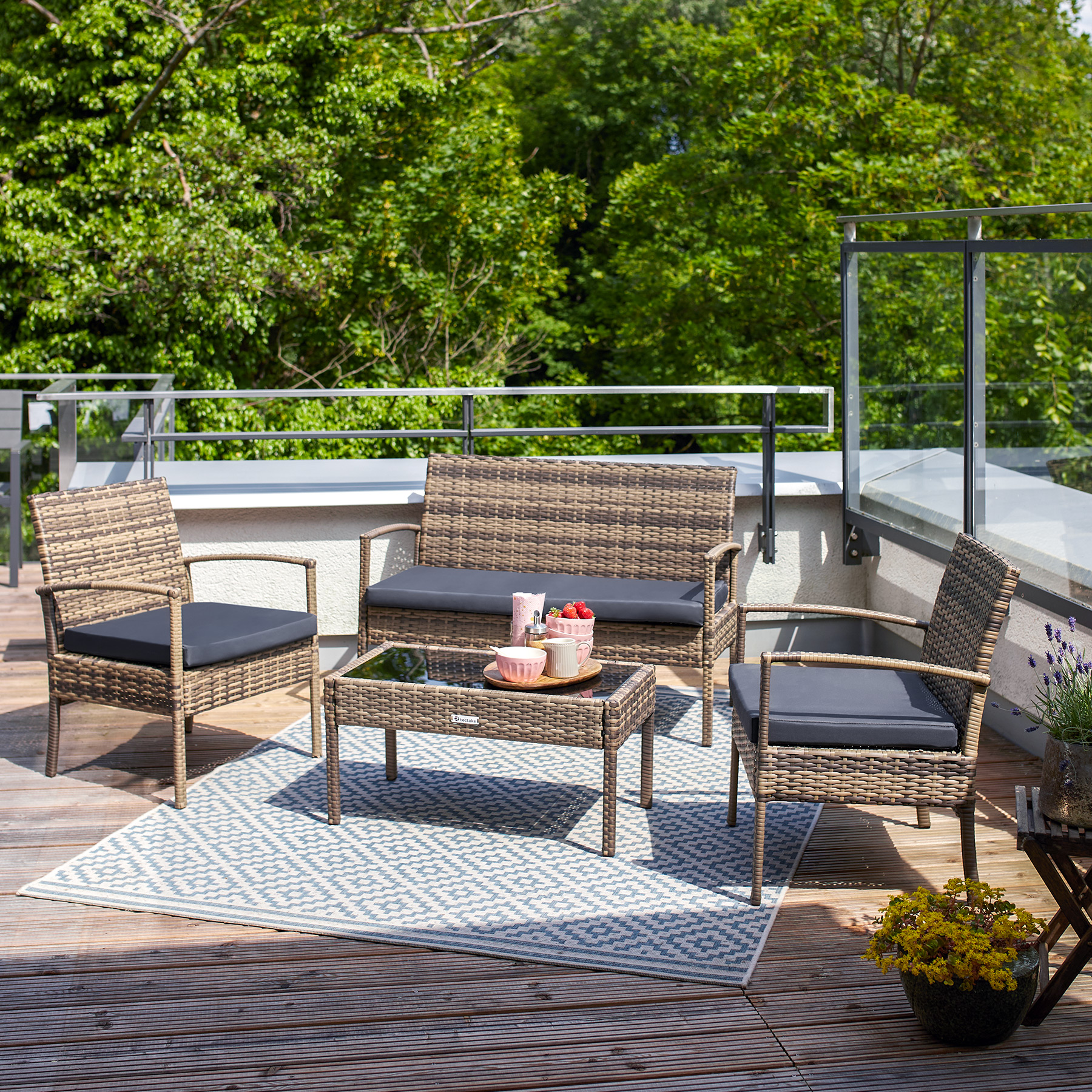 SET DI MOBILI RATTAN SINTETICO POLYRATTAN 2 POLTRONE DIVANO E TAVOLO GIARDINO nu - Foto 25 di 67