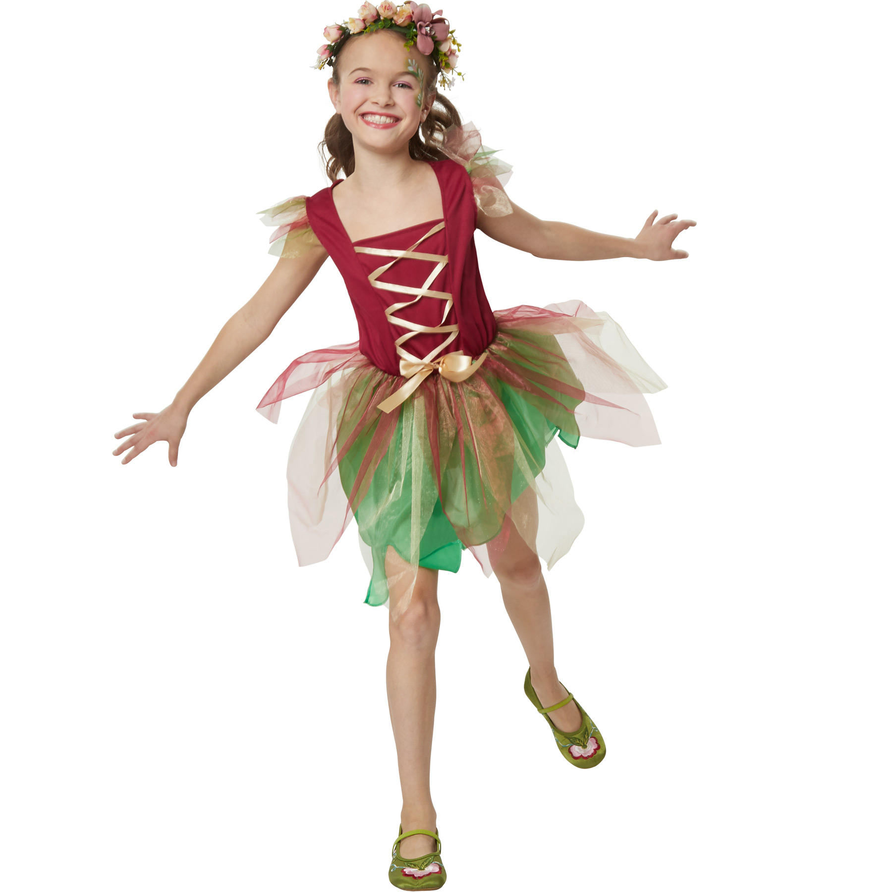 Girls Costume Forest Fairy Pixie Princess Fairytale Fantasy Fancy Dress Carnival