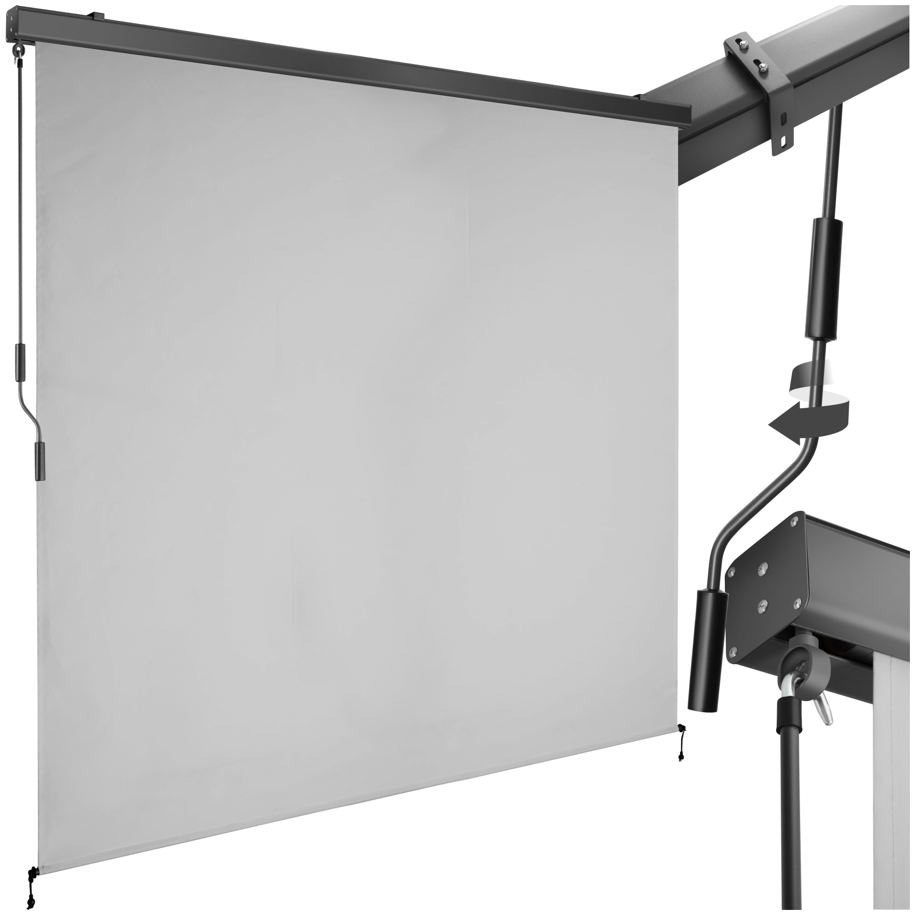 Store banne verticale ELOISE avec 2 supports muraux - 200 x 250 cm, gris clair