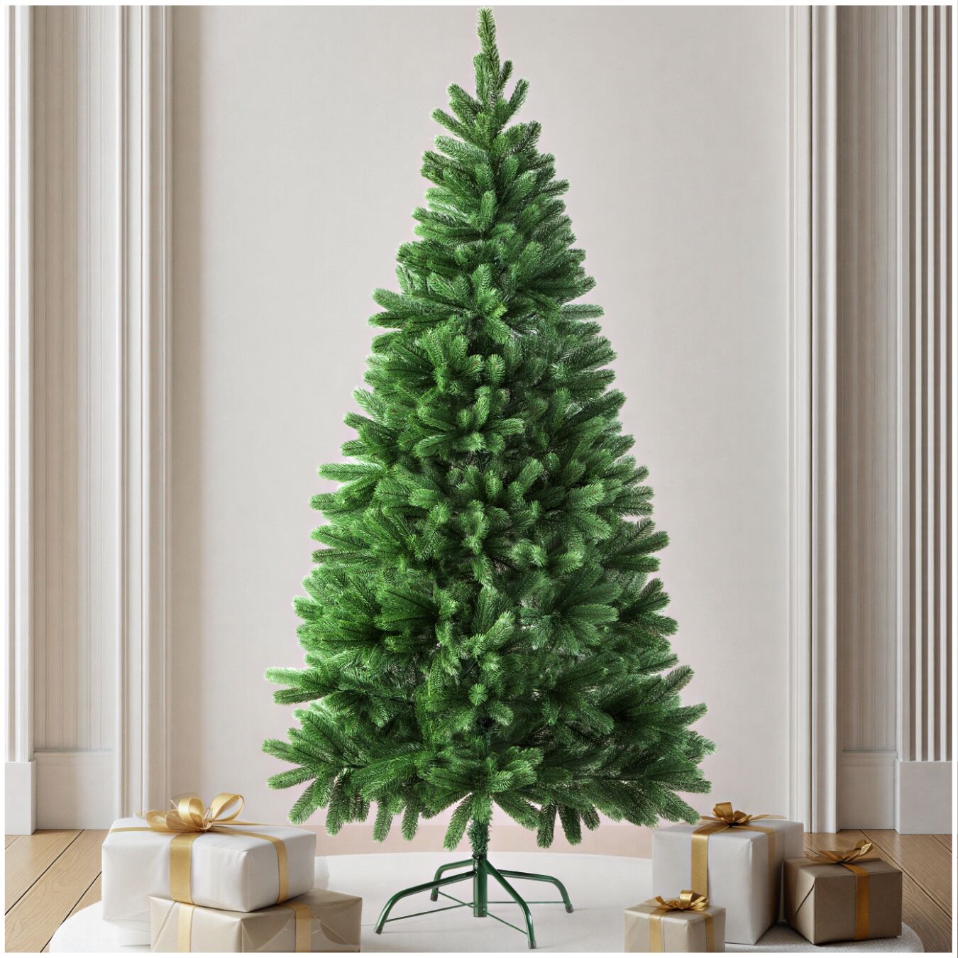 Sapin de Noël artificiel moulé par injection avec support métallique - 180 cm, sans guirlandes lumineuses | tectake