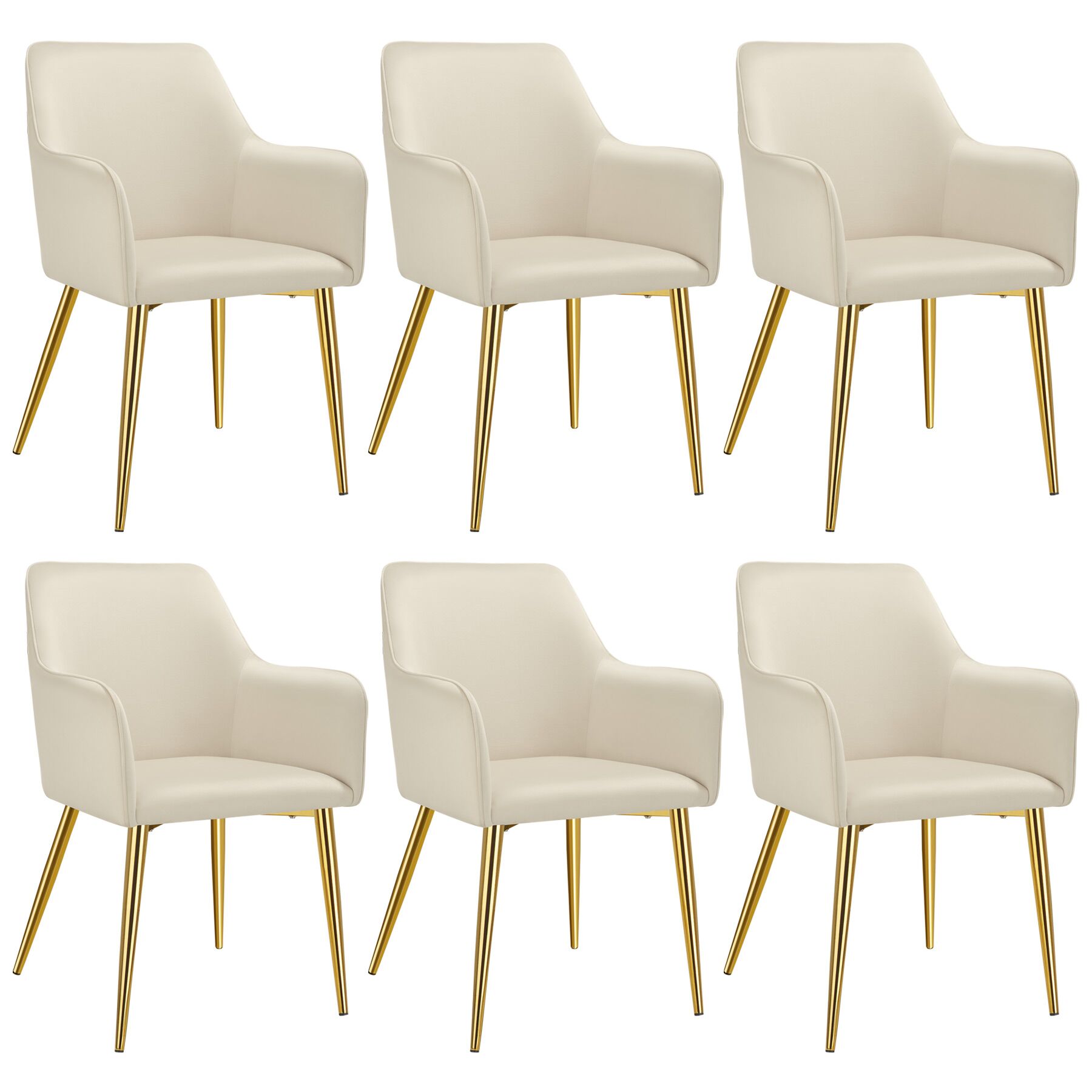Armlehnstuhl Avane, Samtoptik, gepolstert - beige, 6er Set
