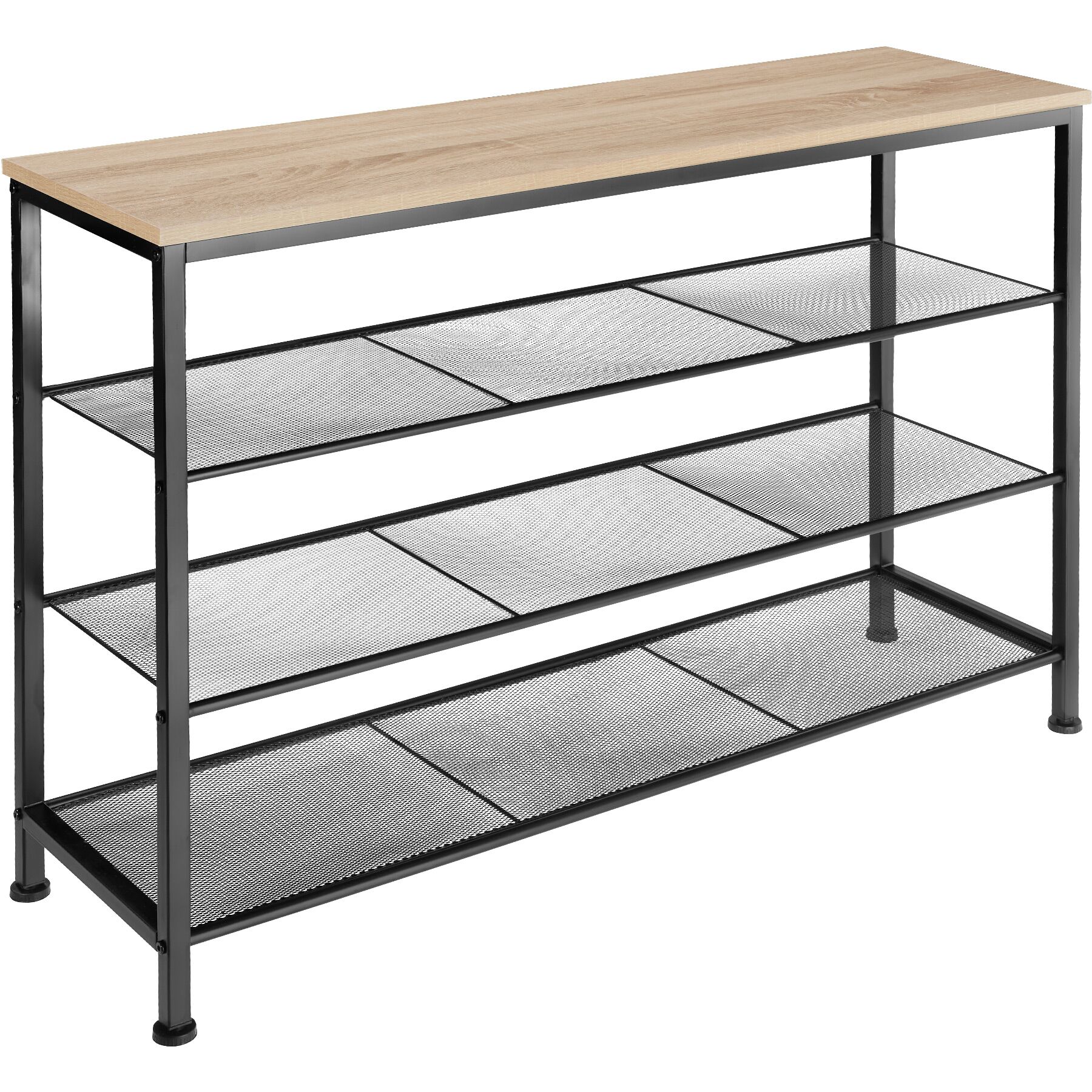 Shoe Rack Portsmouth - surface shelf and 3 grid shelves, industrial style - industrial wood light, oak Sonoma