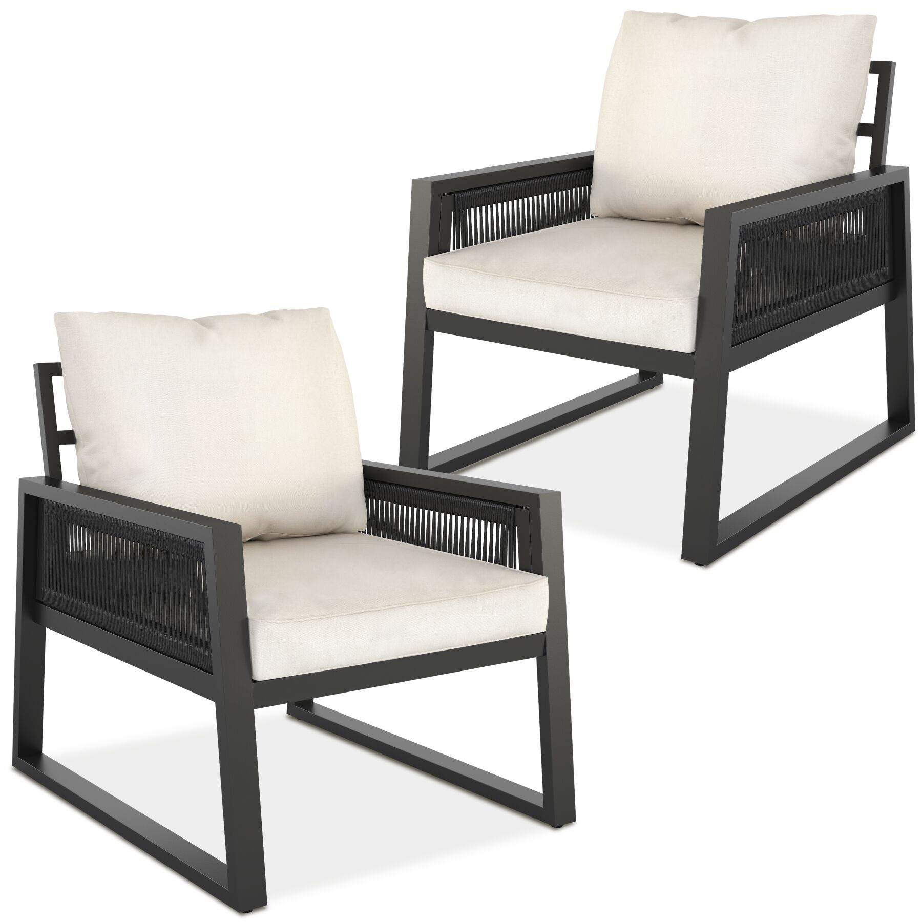 Aluminium tuinloungeset Captive in rope-design - Set 3 (2 x fauteuil) | tectake