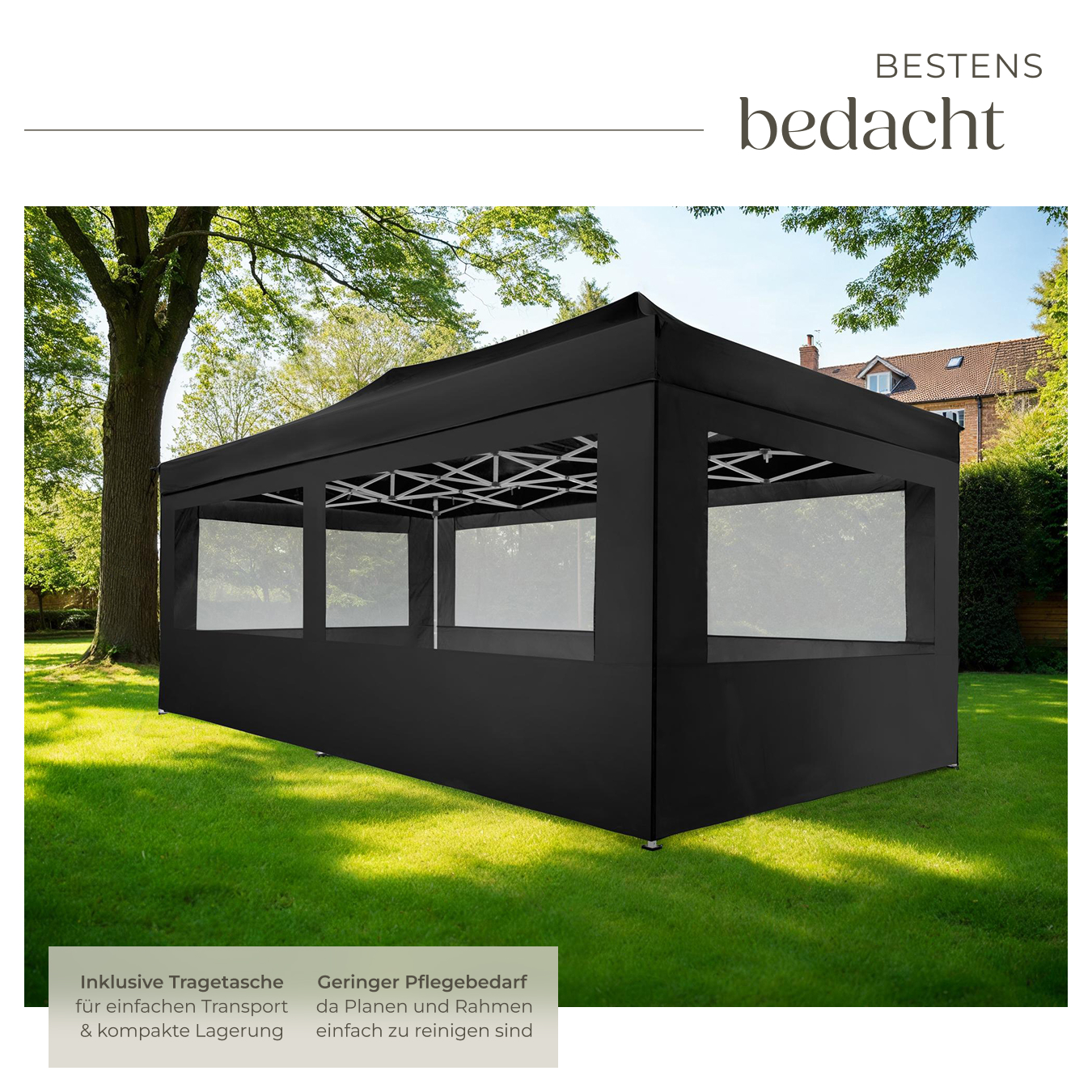 Pavillon 6x3m wasserdicht faltbar Festzelt Gartenzelt UV-Schutz 4 Seitenteile