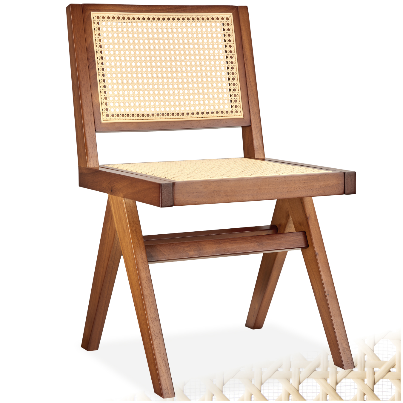 Holzstuhl Lissy mit Wiener Geflecht im Boho-Stil - Eiche dunkel, pro Stück