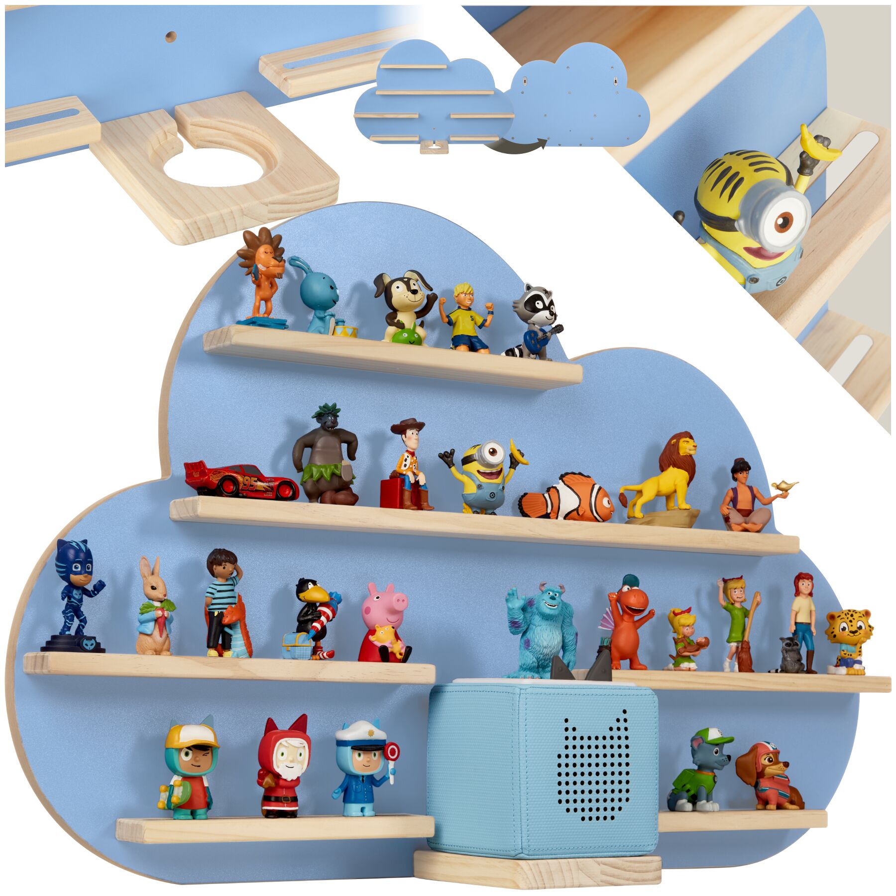 Prateleira de parede MyLittle Story para até 28 Tonies - azul | tectake
