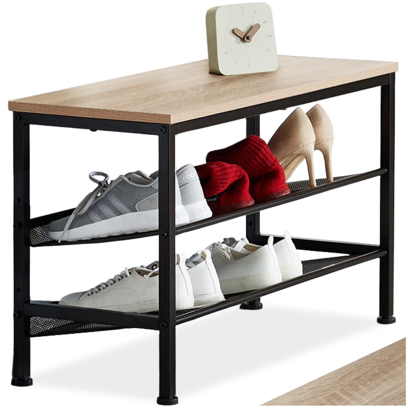 Schoenenrek Derry 75,5x30,5x45,5cm - Industrieel licht hout, eiken Sonoma