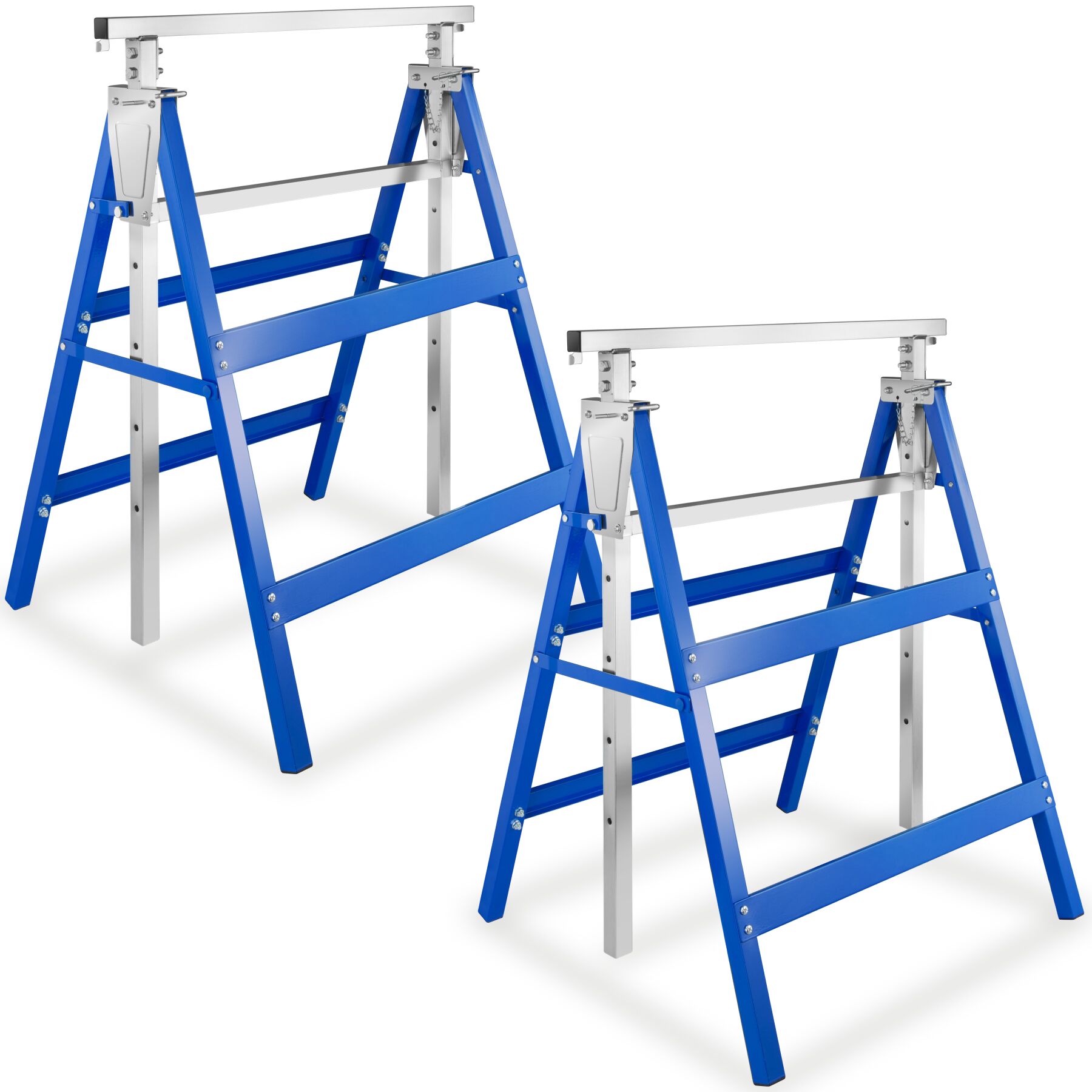 Scaffold Trestle Set of 2 - A Frame, foldable, 7-step height adjustable - blue | tectake