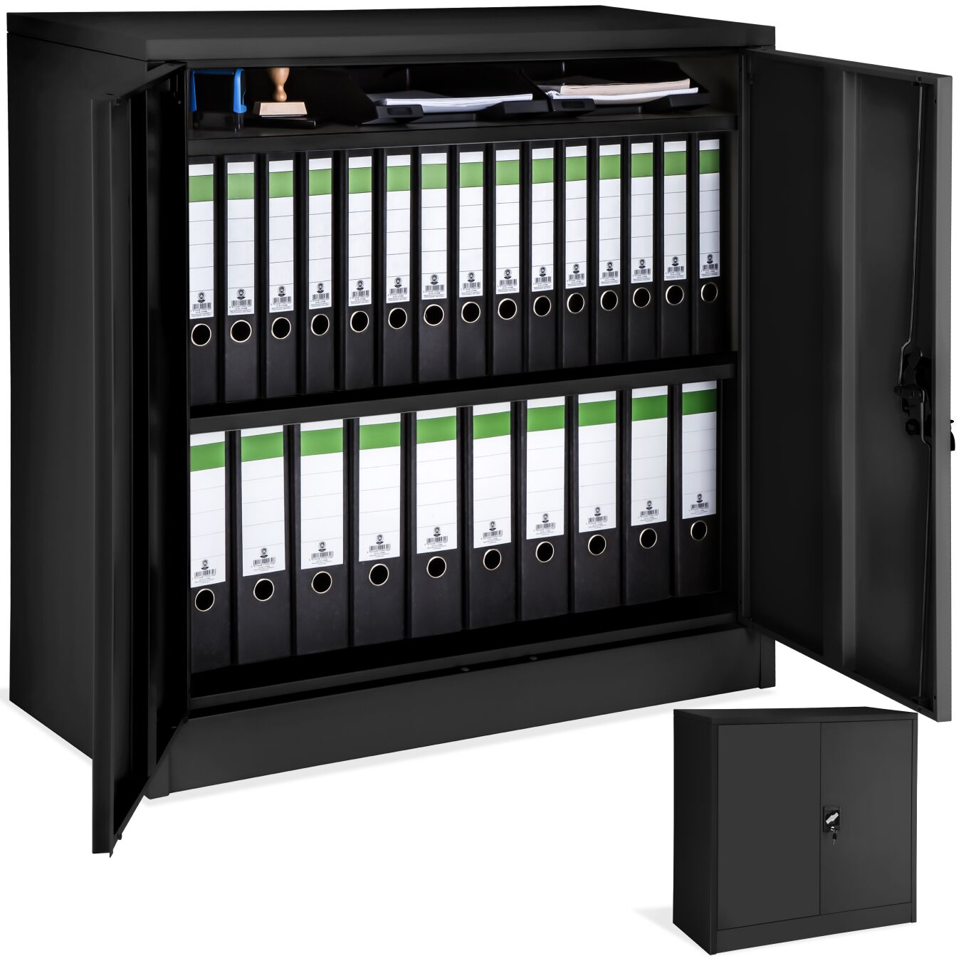 Aktenschrank mit 3 Böden 90x40x90 cm - schwarz