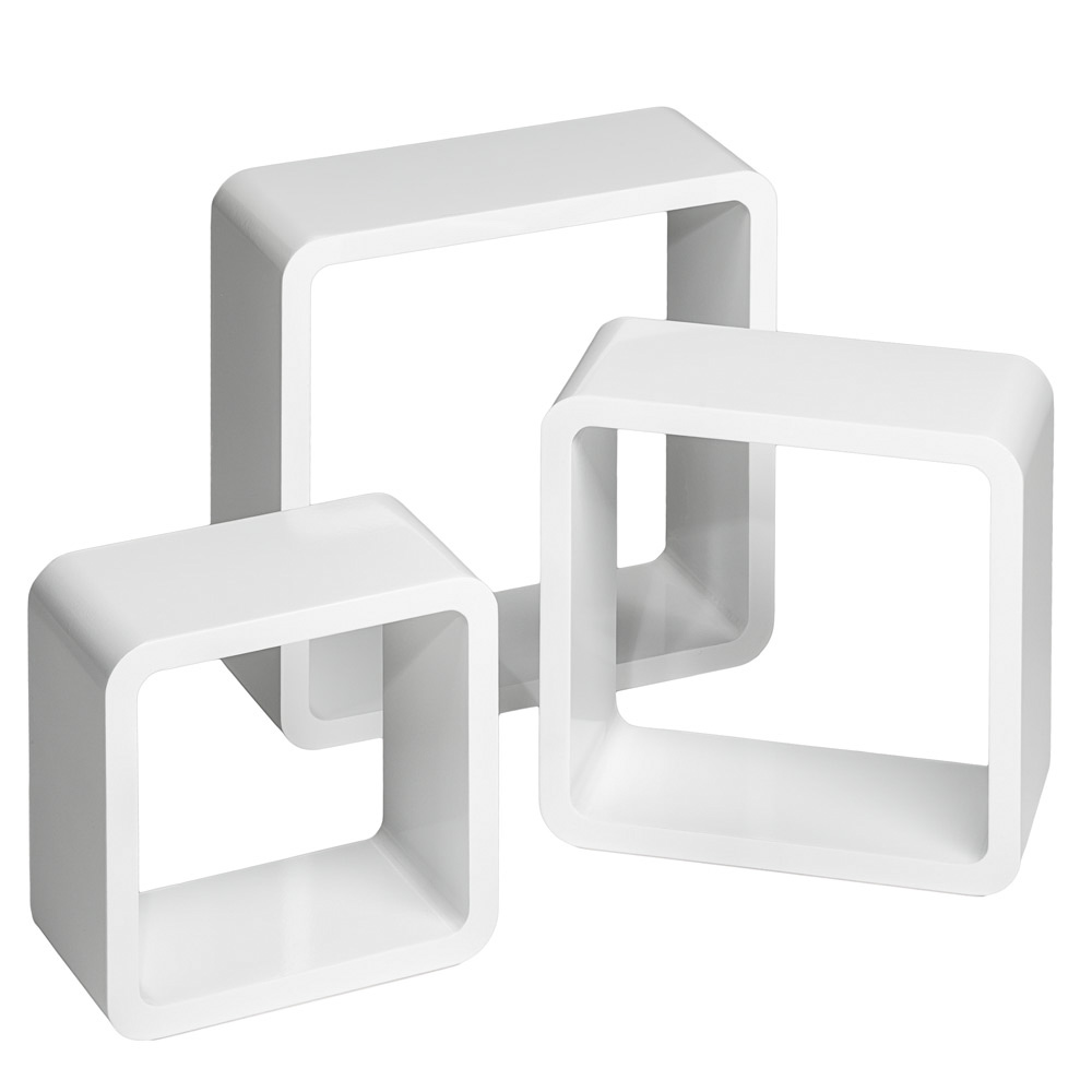 Lot de 3 étagères cube - blanc | tectake