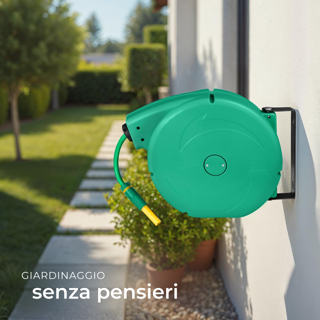 Avvolgitubo Tubo da giardino da parete irrigazione Incl spruzzatore d’acqua 10m - Foto 20 di 25