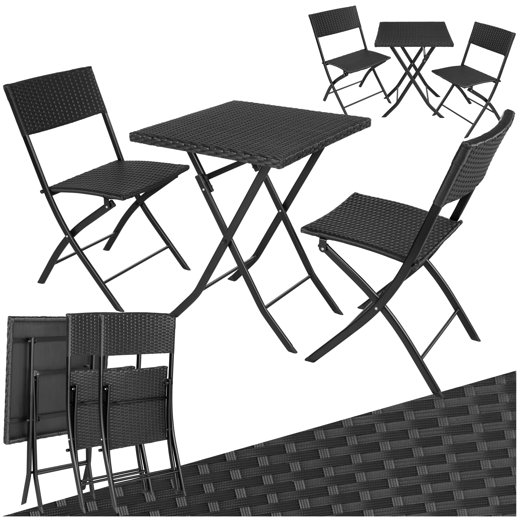 Wicker balkonset Trevi - zwart