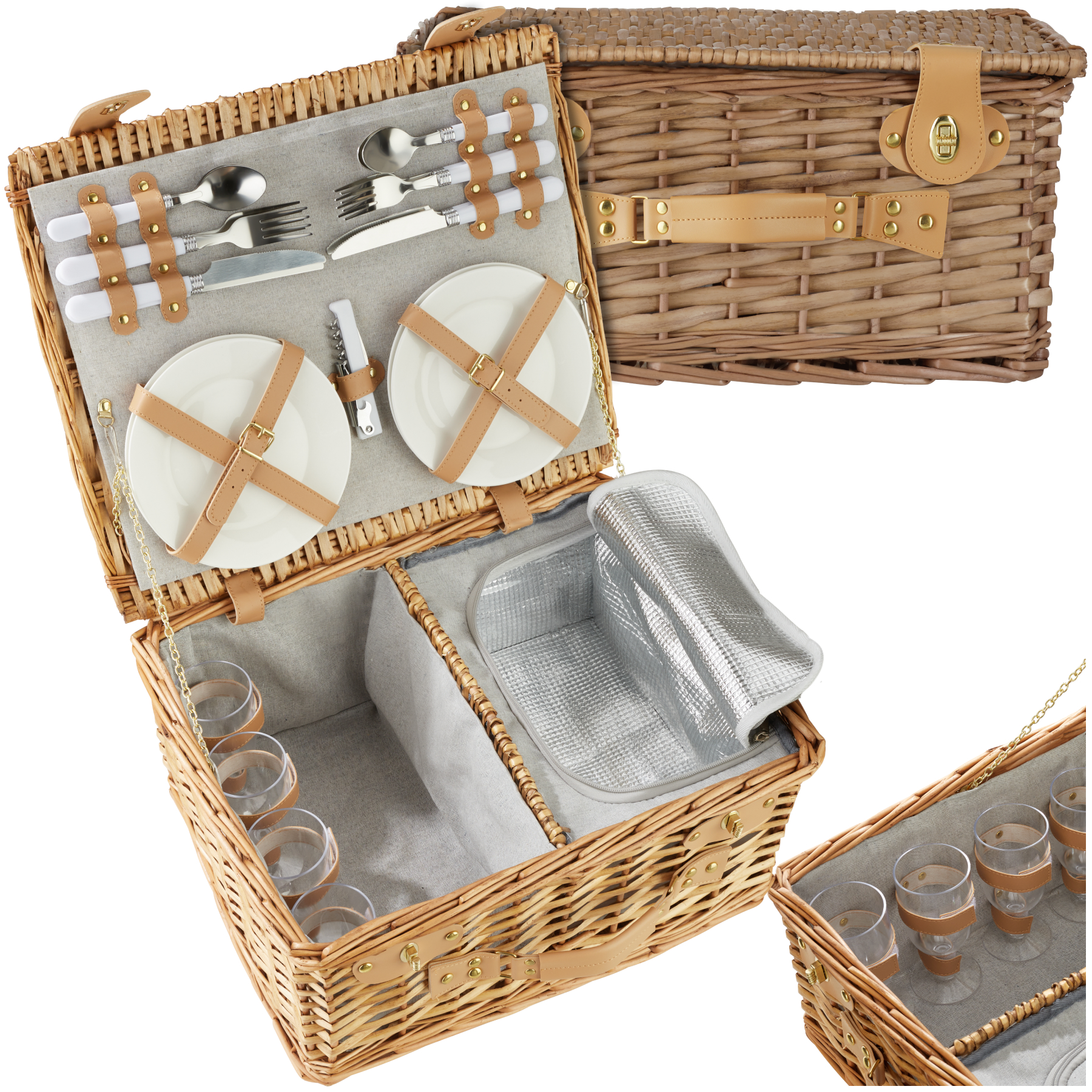 Panier pique-nique FÖHR pour 4 personnes - marron | tectake