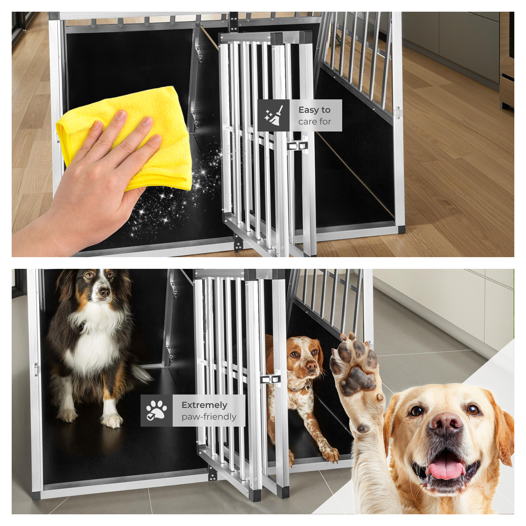 Dog Crate Travel Box Car Transport XXL Double Cage Lockable Angled Walls Pen - Picture 20 of 25