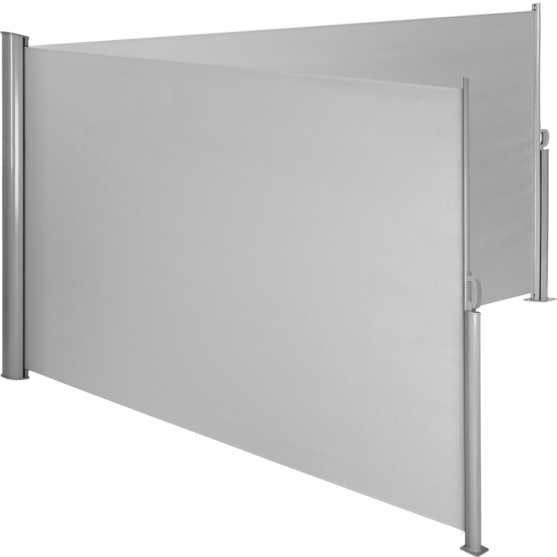 Toldo lateral extensível de dupla face em alumínio - 180 x 600 cm, cinzento